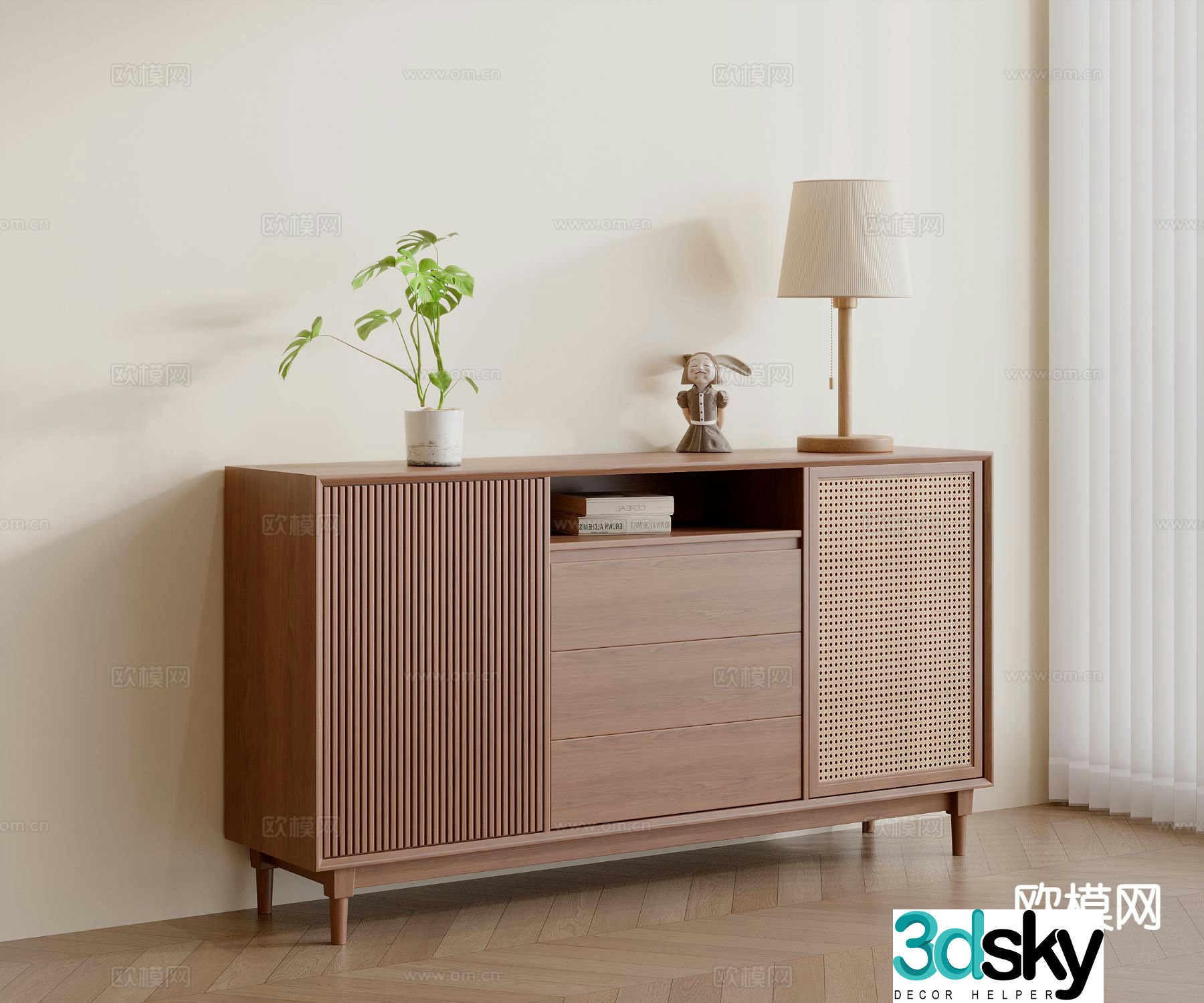 Medieval style entrance cabinet Duanjing cabinet 3D model