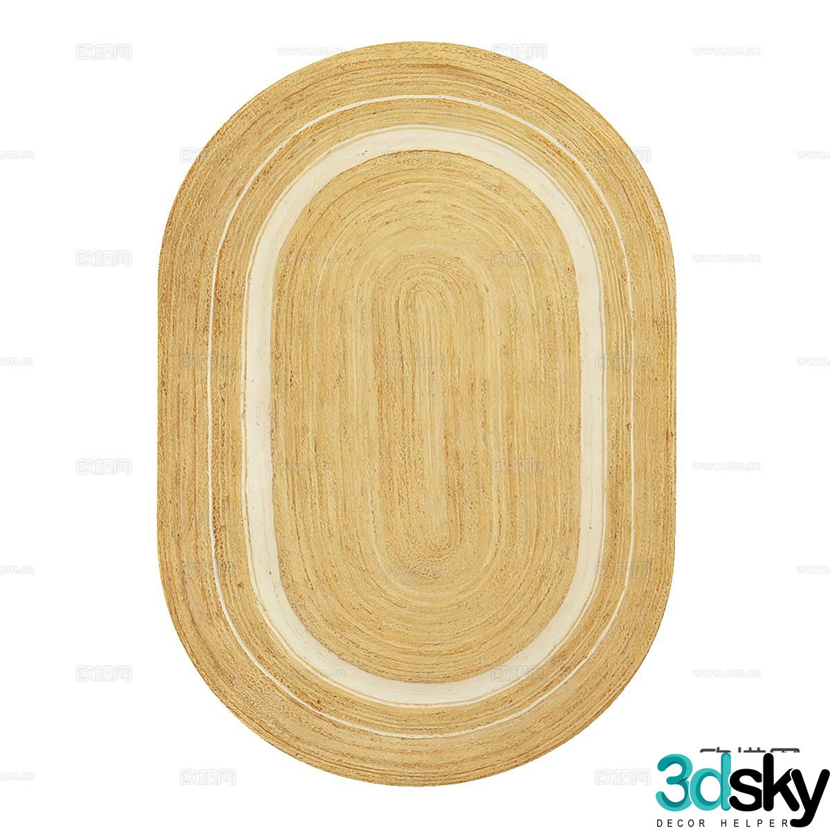 Nordic rug oval rug 3d model