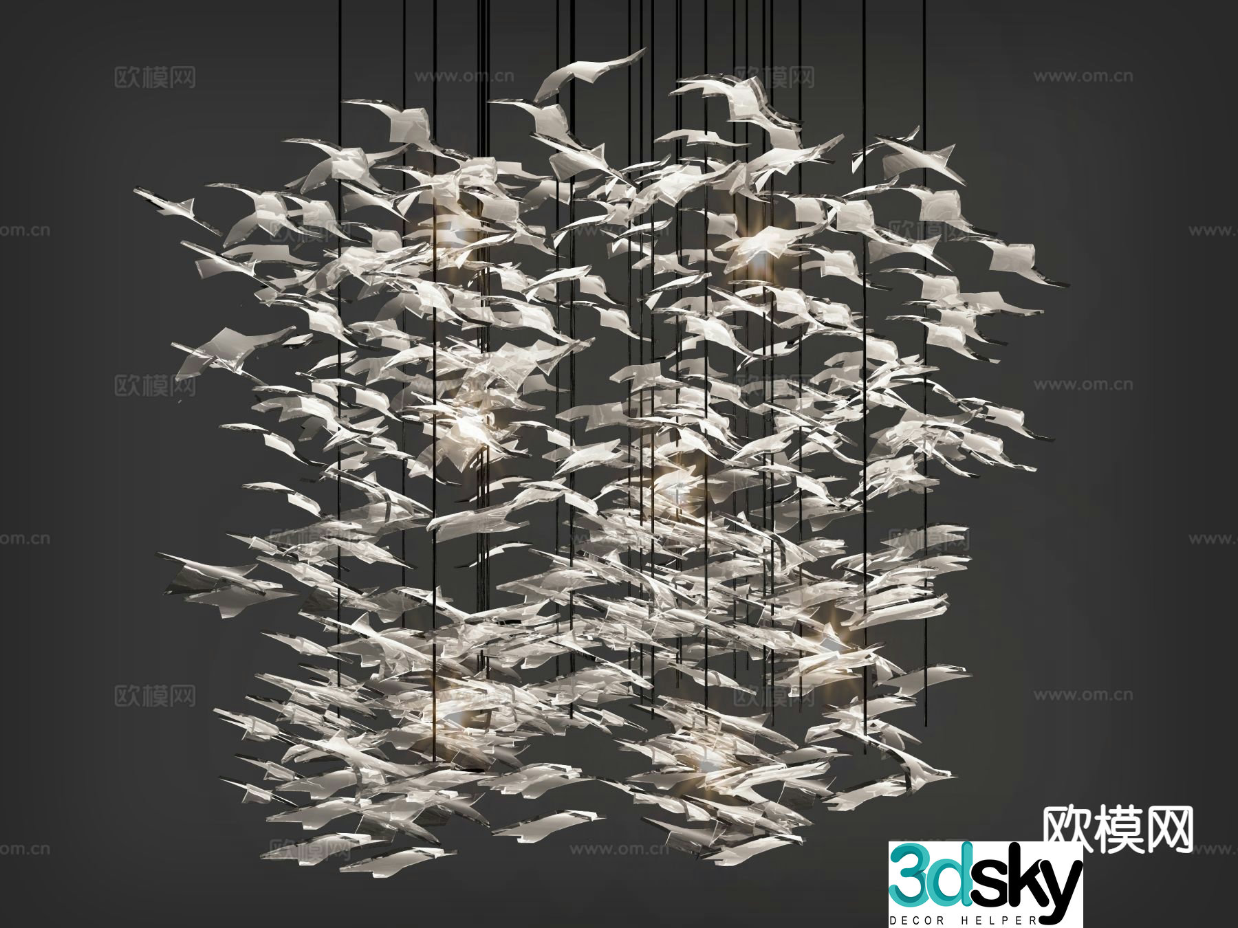 Lobby art chandelier crystal lamp 3d model