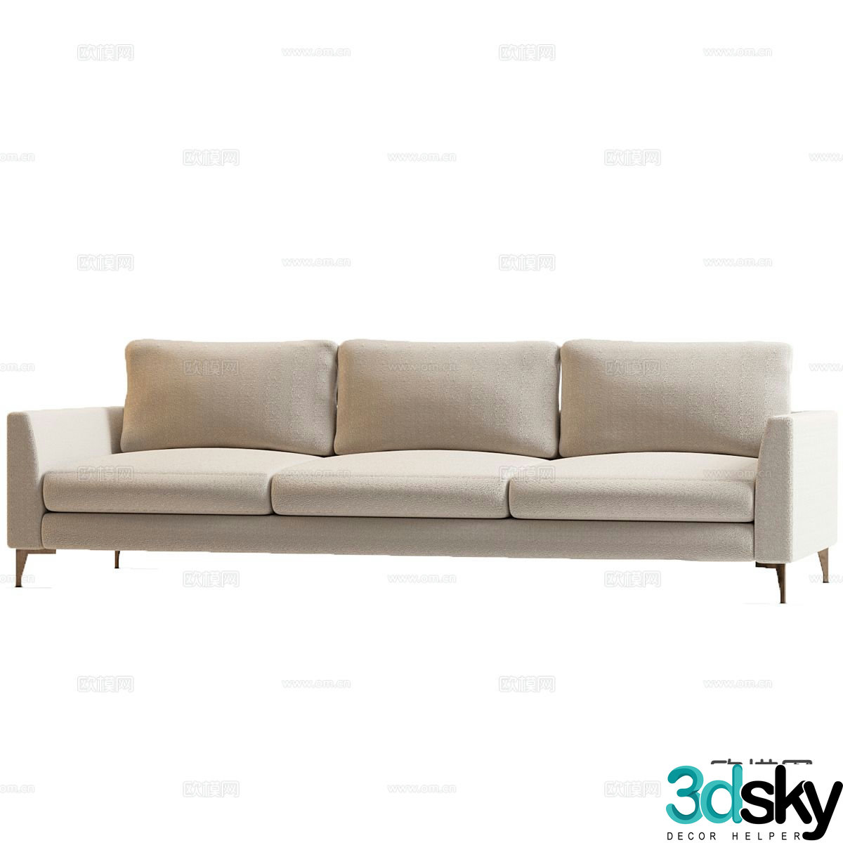 Modern three-person sofa fabric sofa 3d model