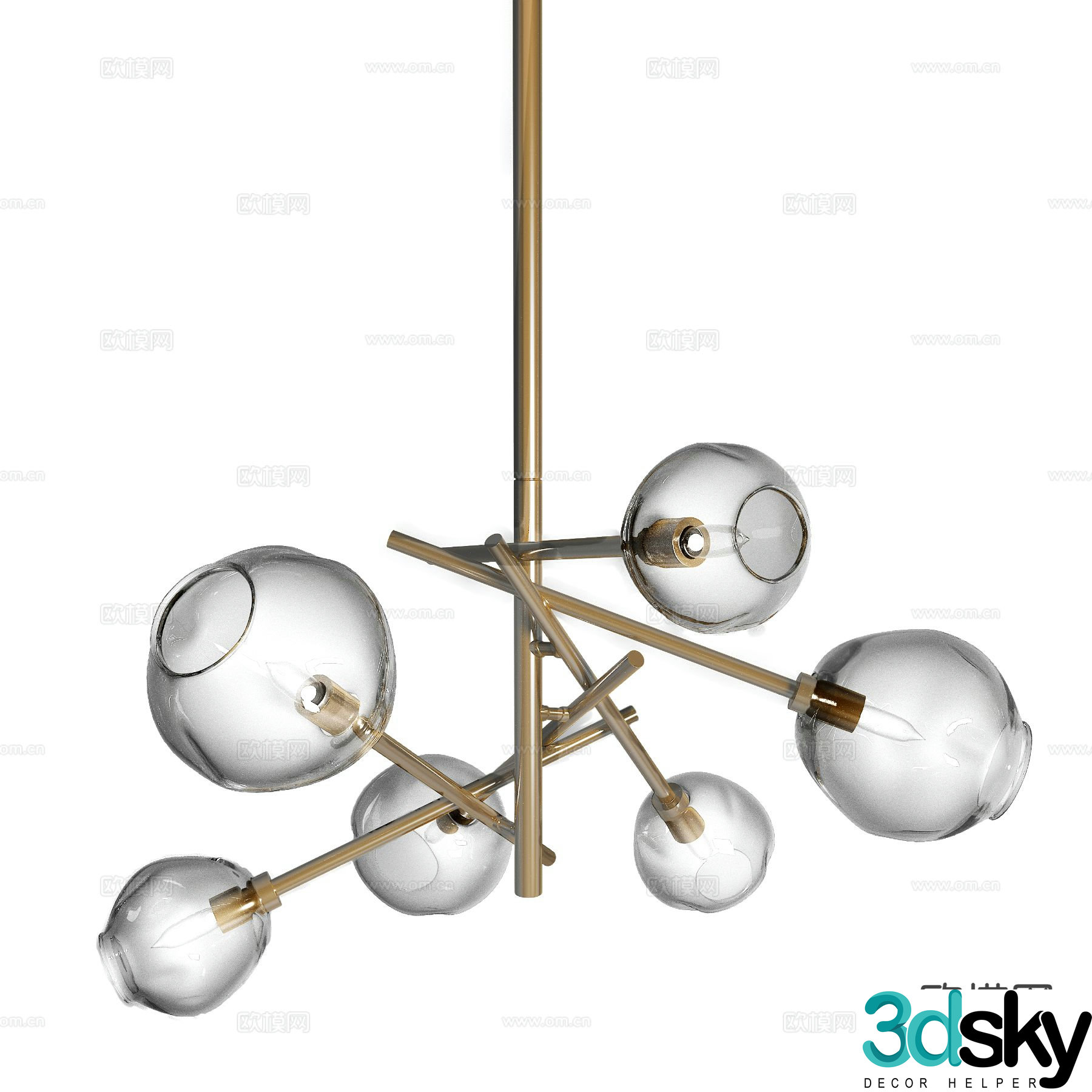 Light luxury multi-head chandelier 3D model