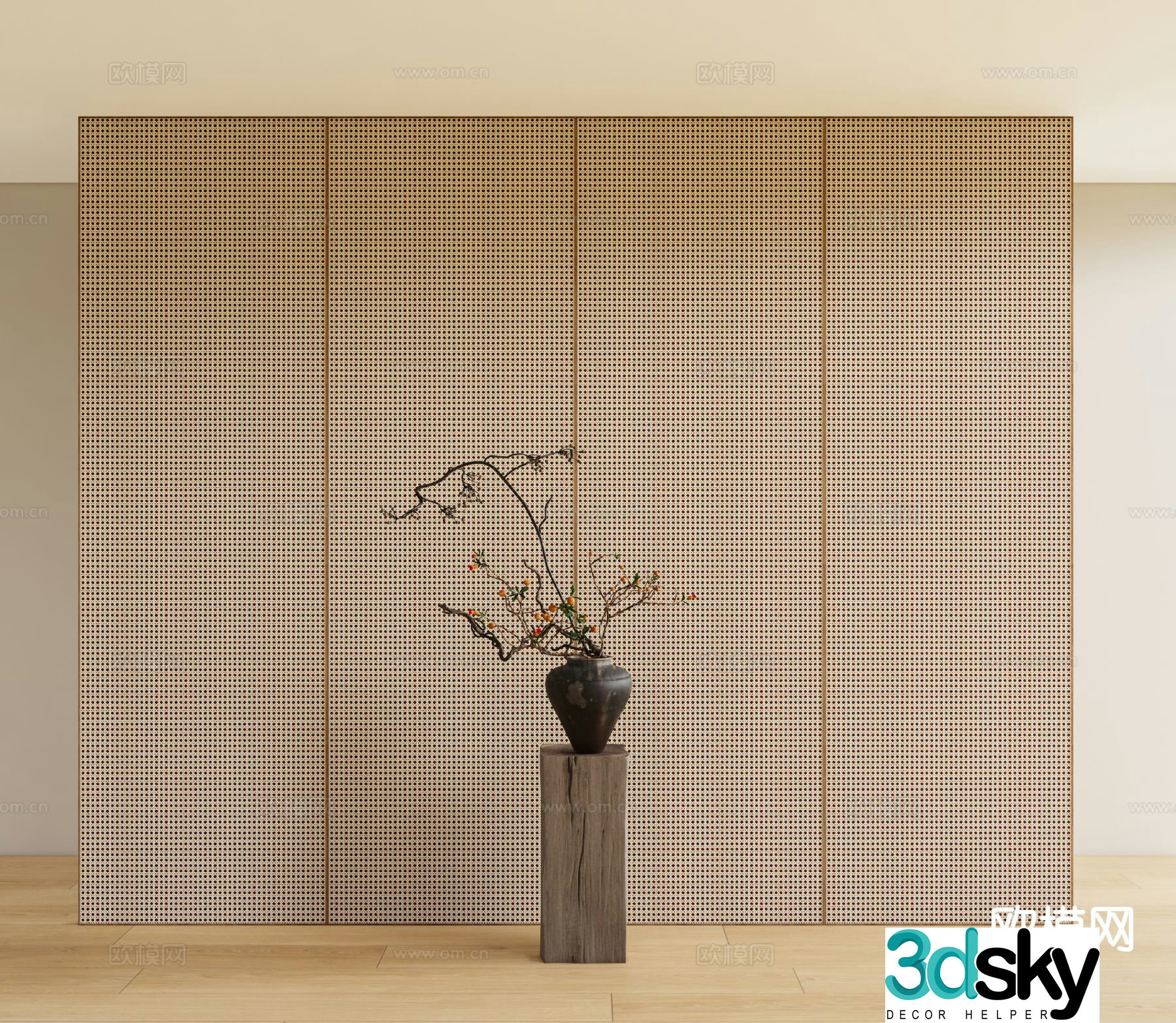 Wabi-sabi bamboo partition 3D model