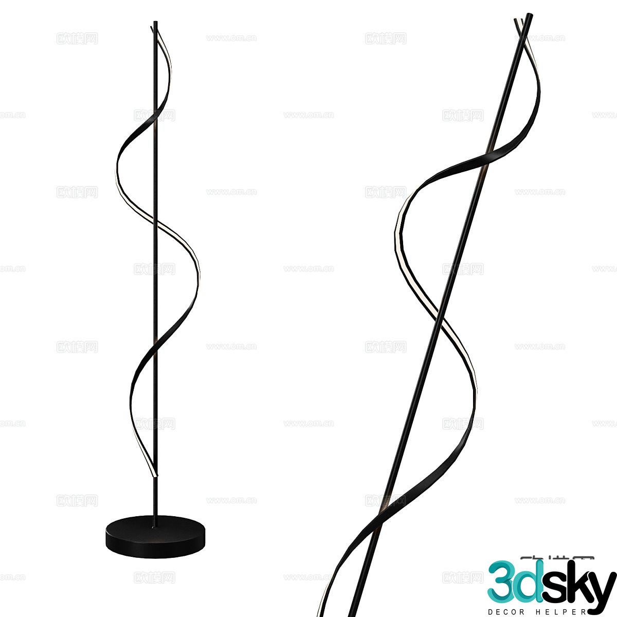 Modern curved floor lamp 3d model