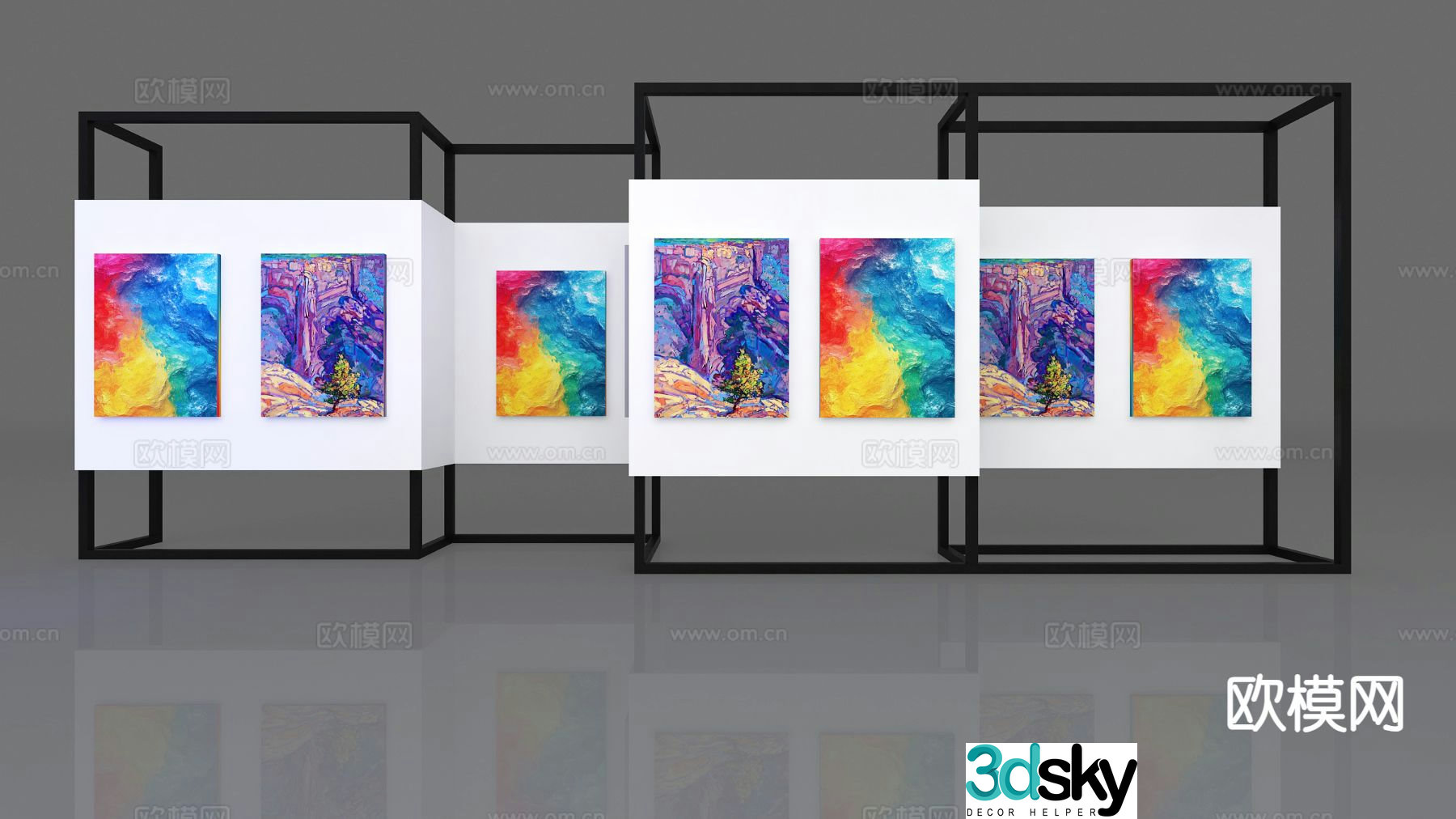 Modern conference exhibition board display wall 3D model