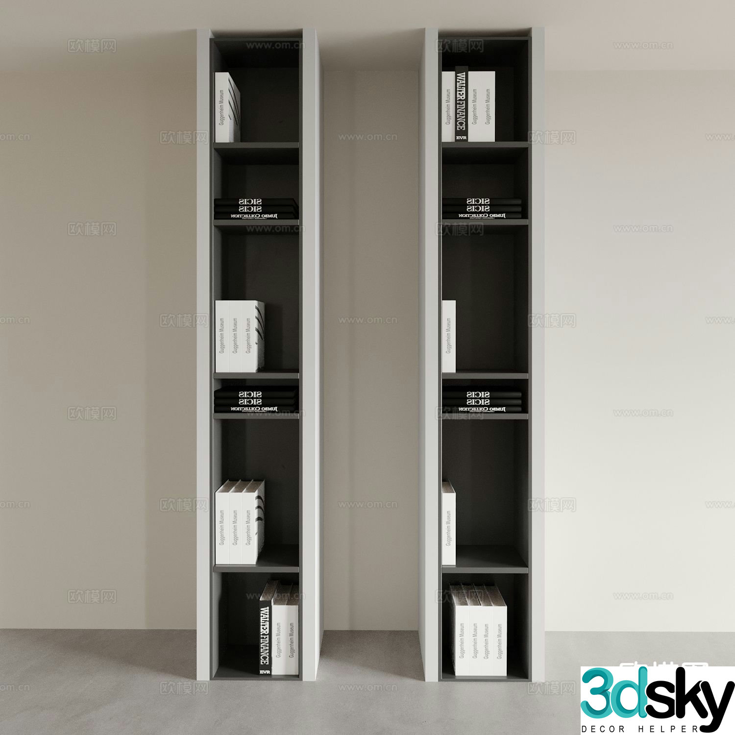Modern bookcase display cabinet 3d model