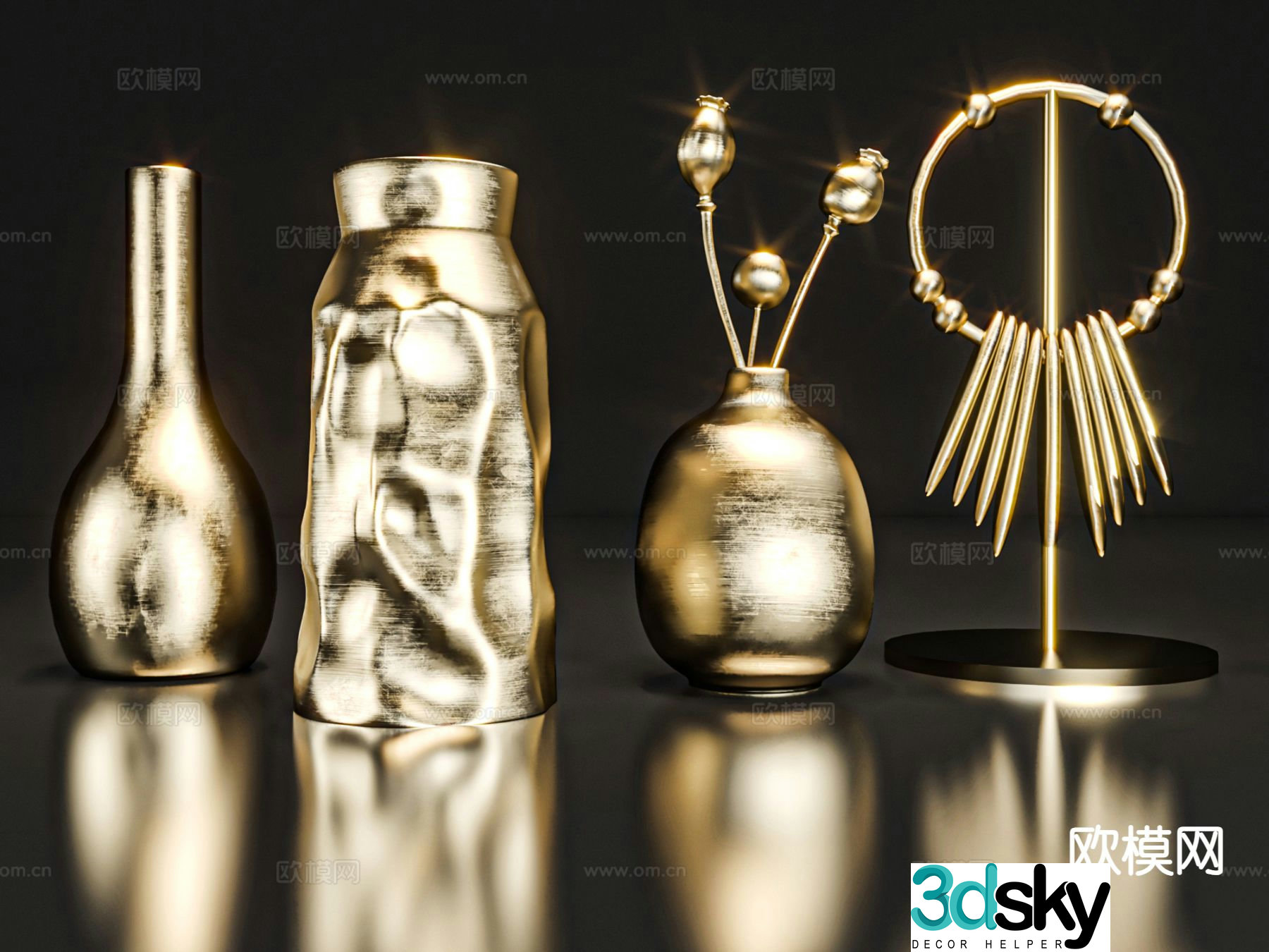 Light luxury decorations ornaments handicrafts metal ornaments 3D model