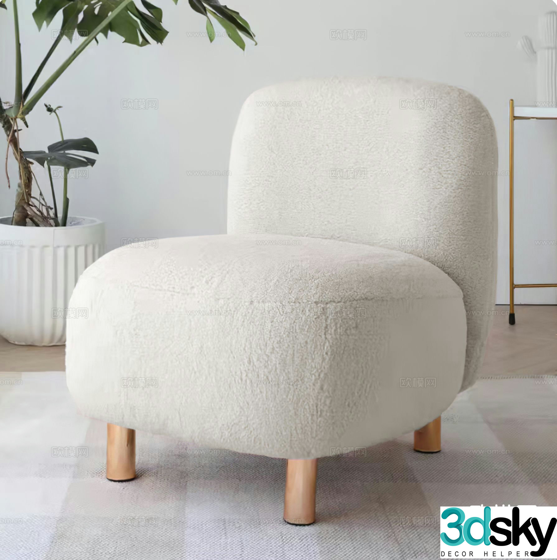 Nordic wool sofa leisure sofa 3d model