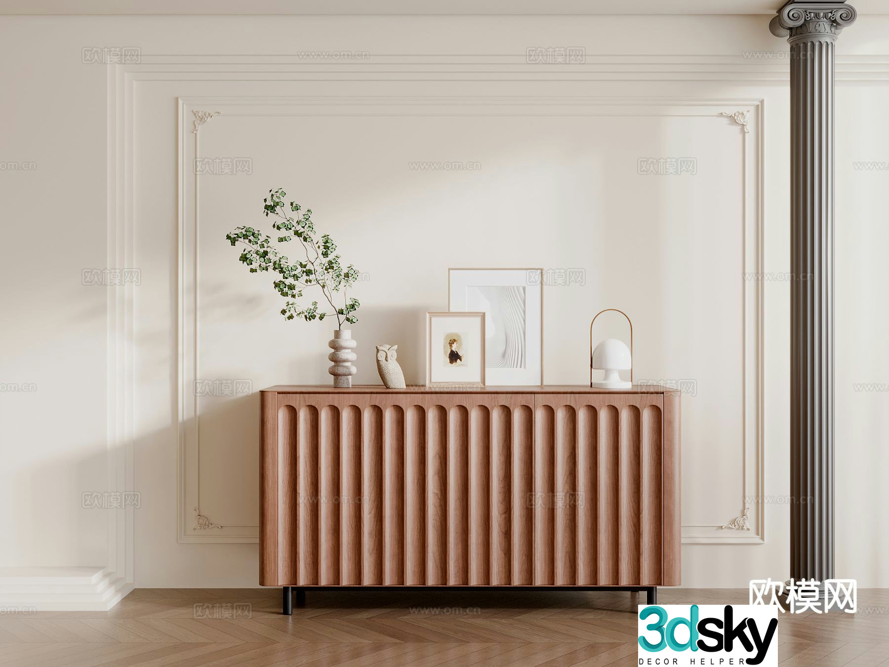Medieval style side cabinet and entrance cabinet 3D model