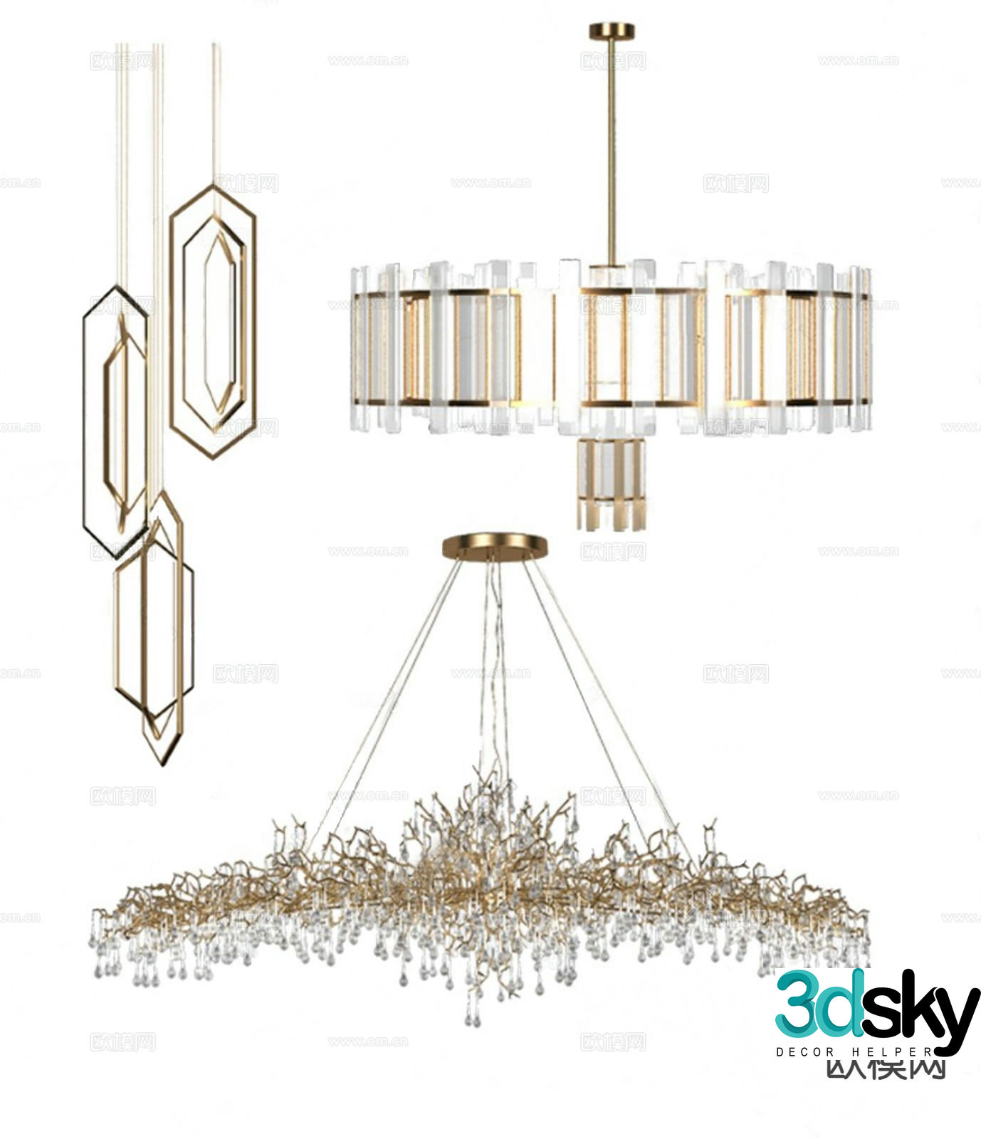 Light luxury chandelier 3d model