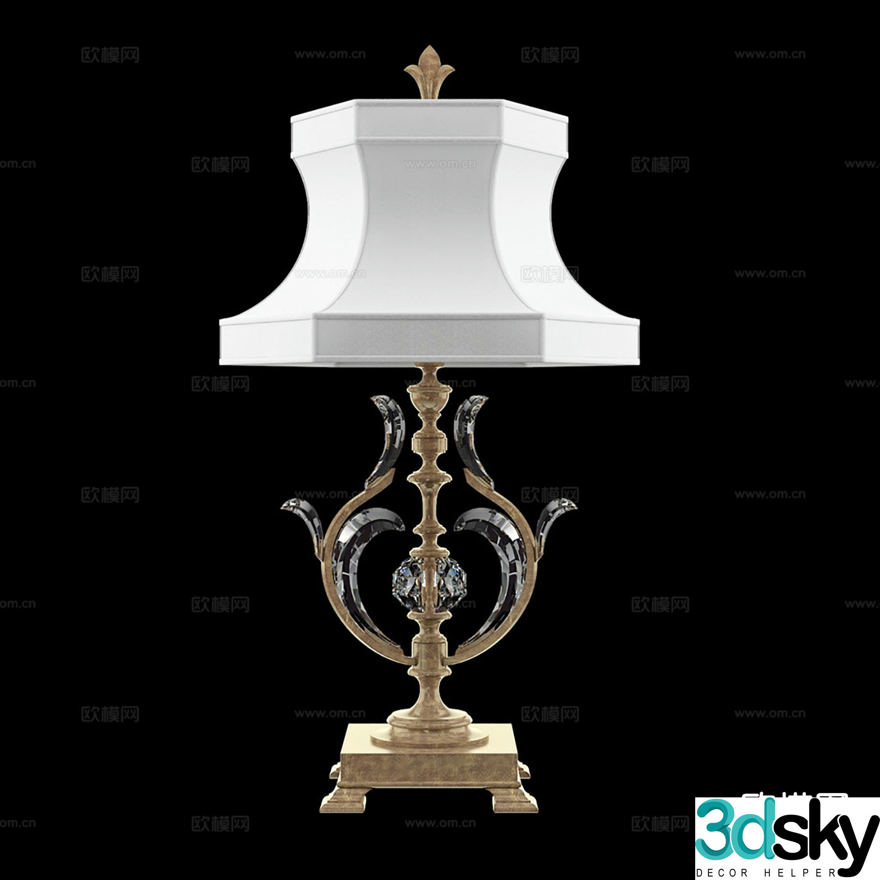 European desk lamp 3d model