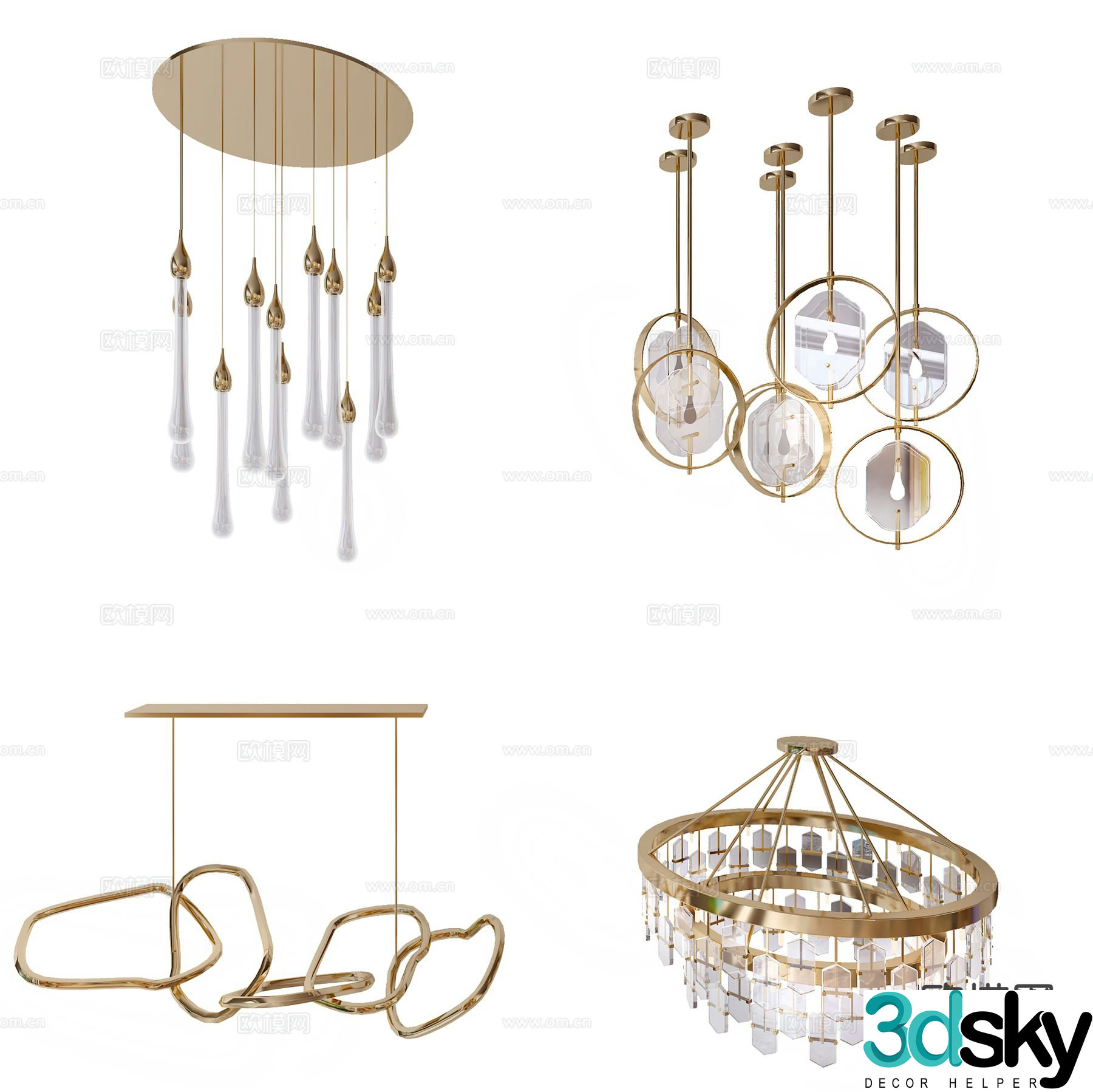 Suction cup decorative lamp light luxury chandelier 3d model