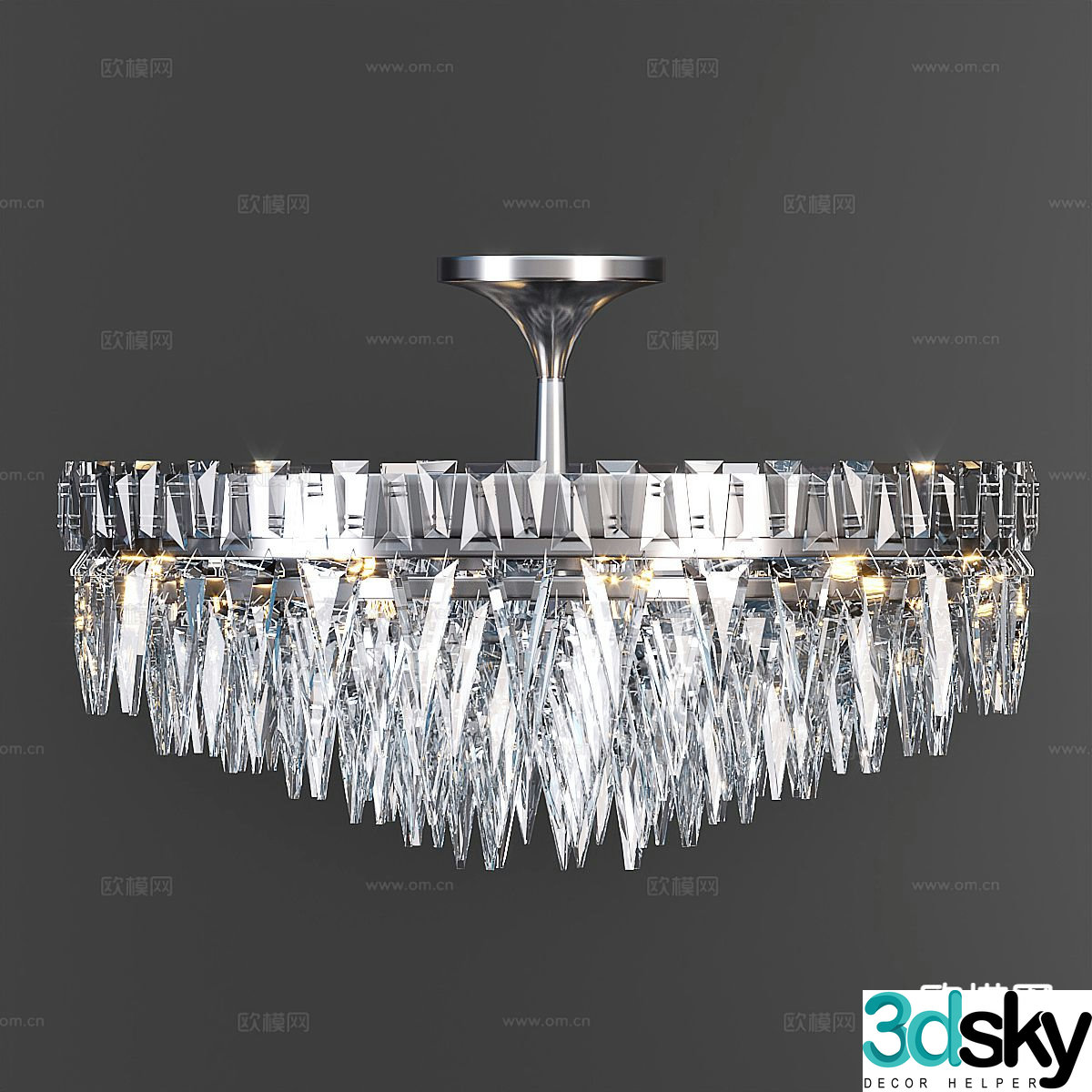 Light luxury crystal chandelier 3d model
