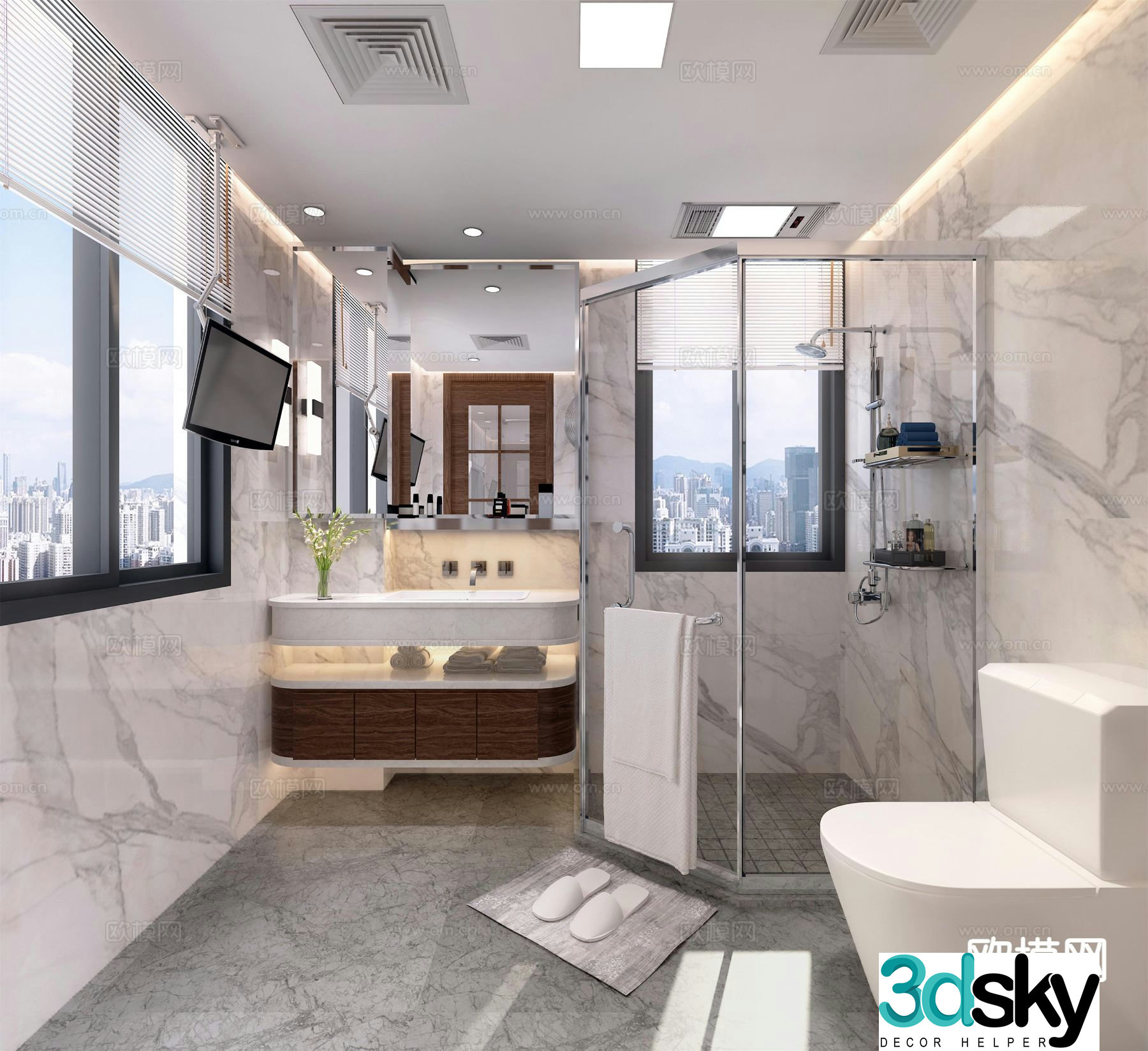 New Chinese style bathroom bathroom toilet 3d model