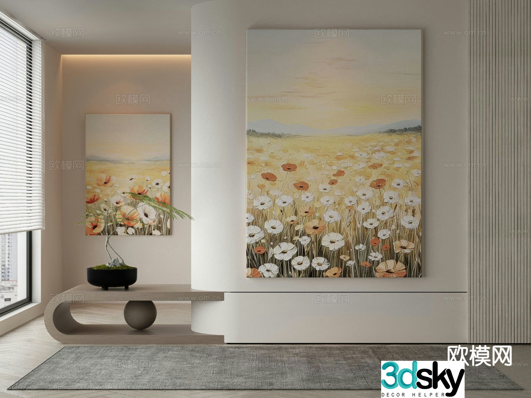 Modern decorative painting landscape oil painting 3d model