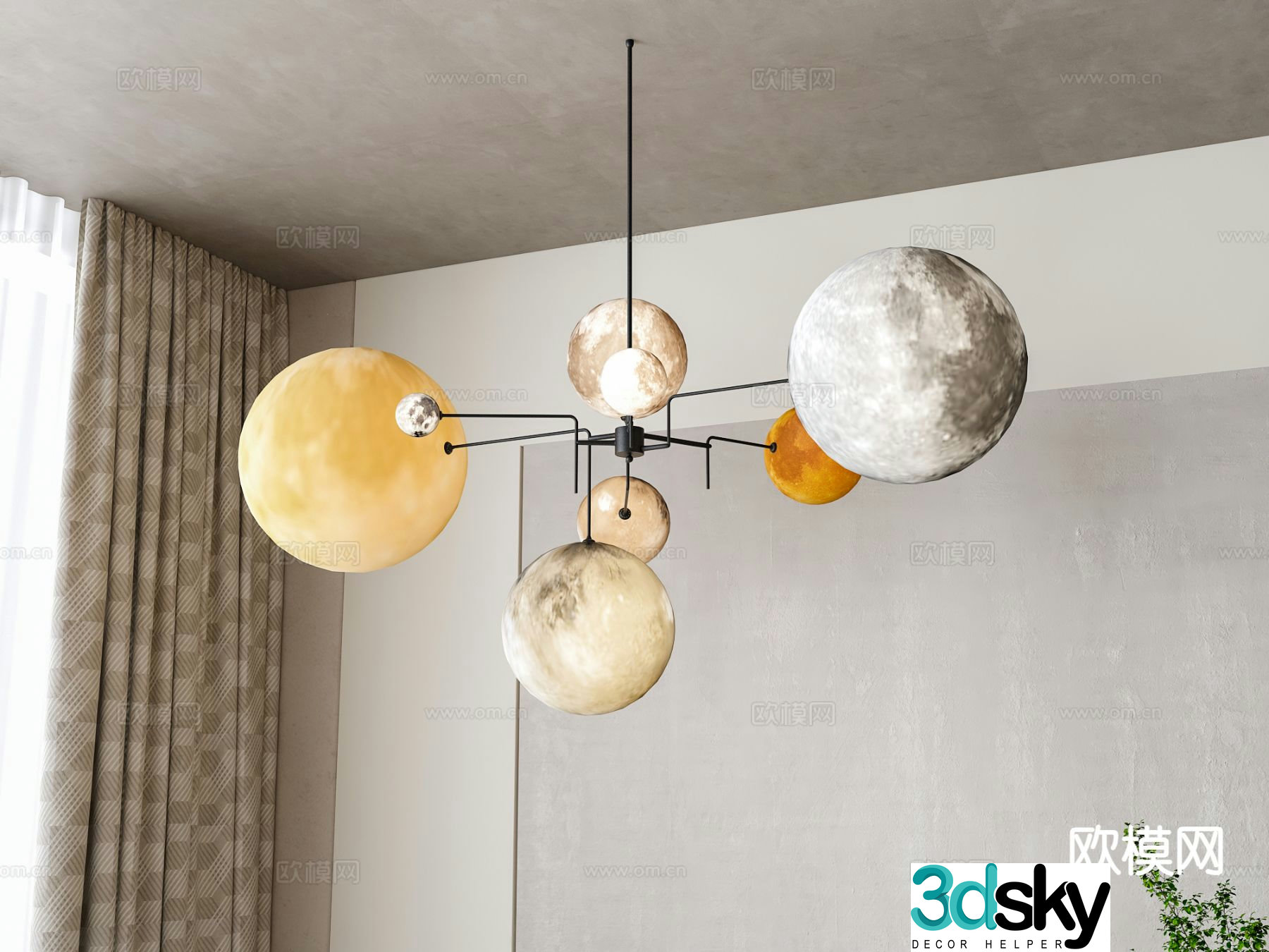 Modern planet chandelier children’s chandelier 3d model