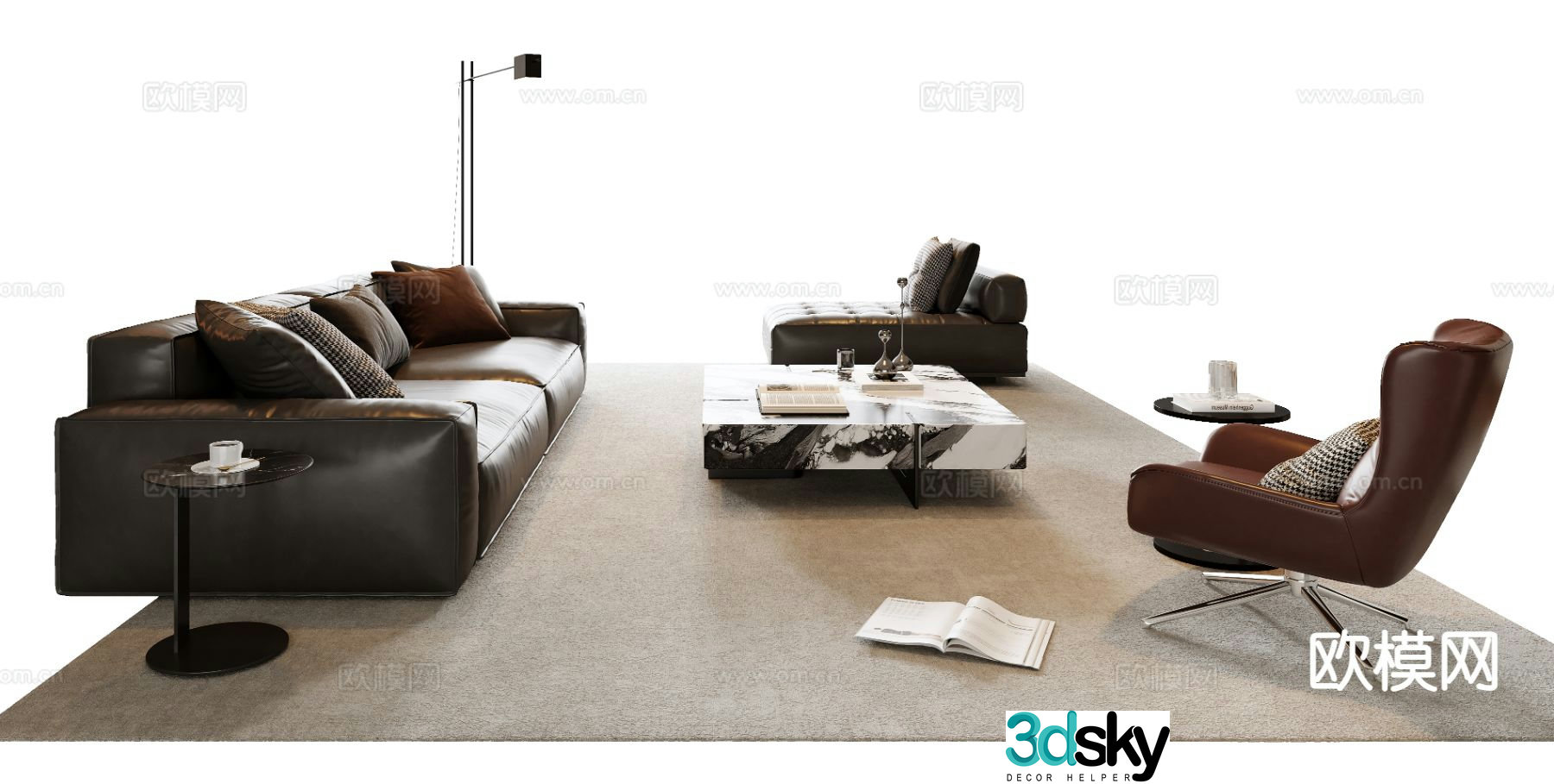 Italian sectional sofa 3d model