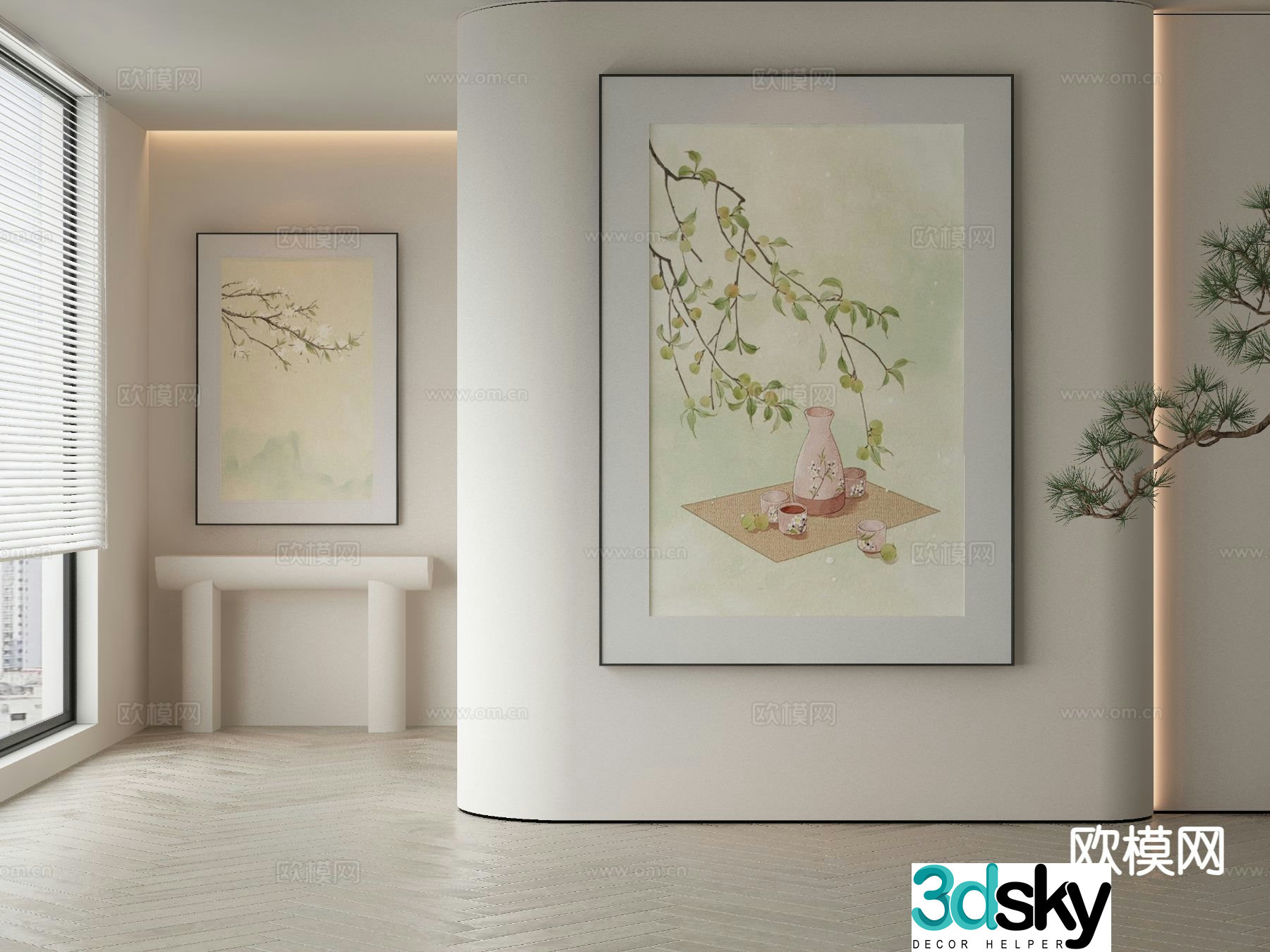 New Chinese style decorative painting small fresh hanging painting 3D model