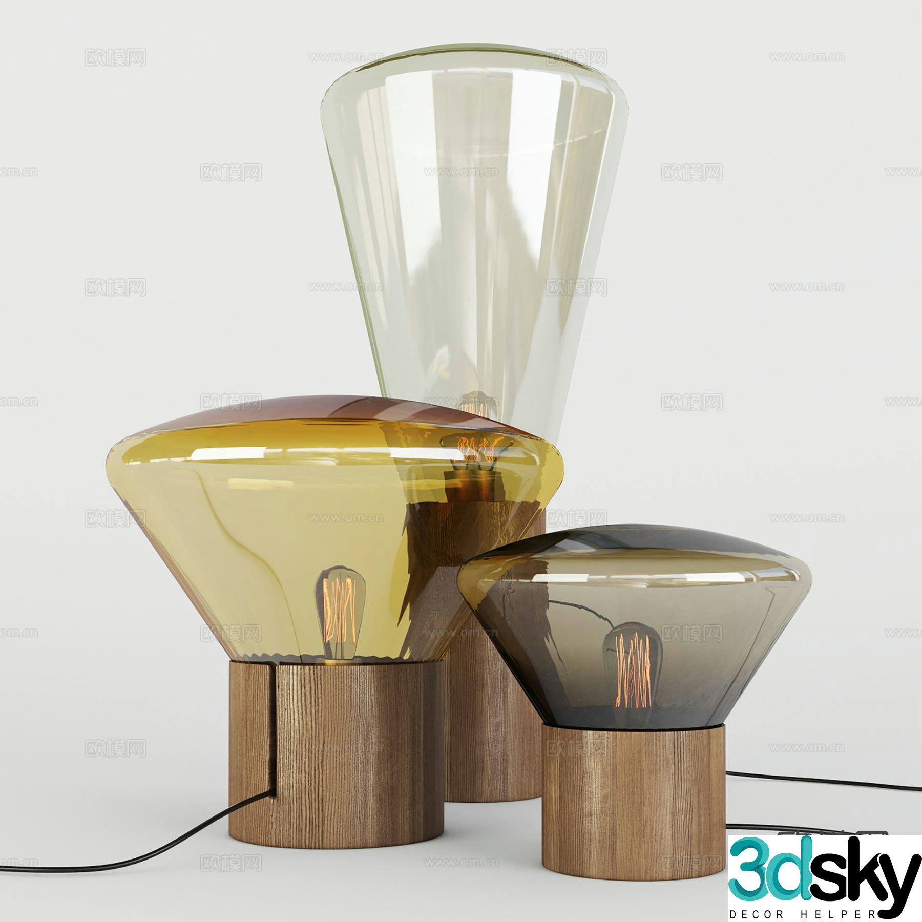 Modern glass table lamp 3d model