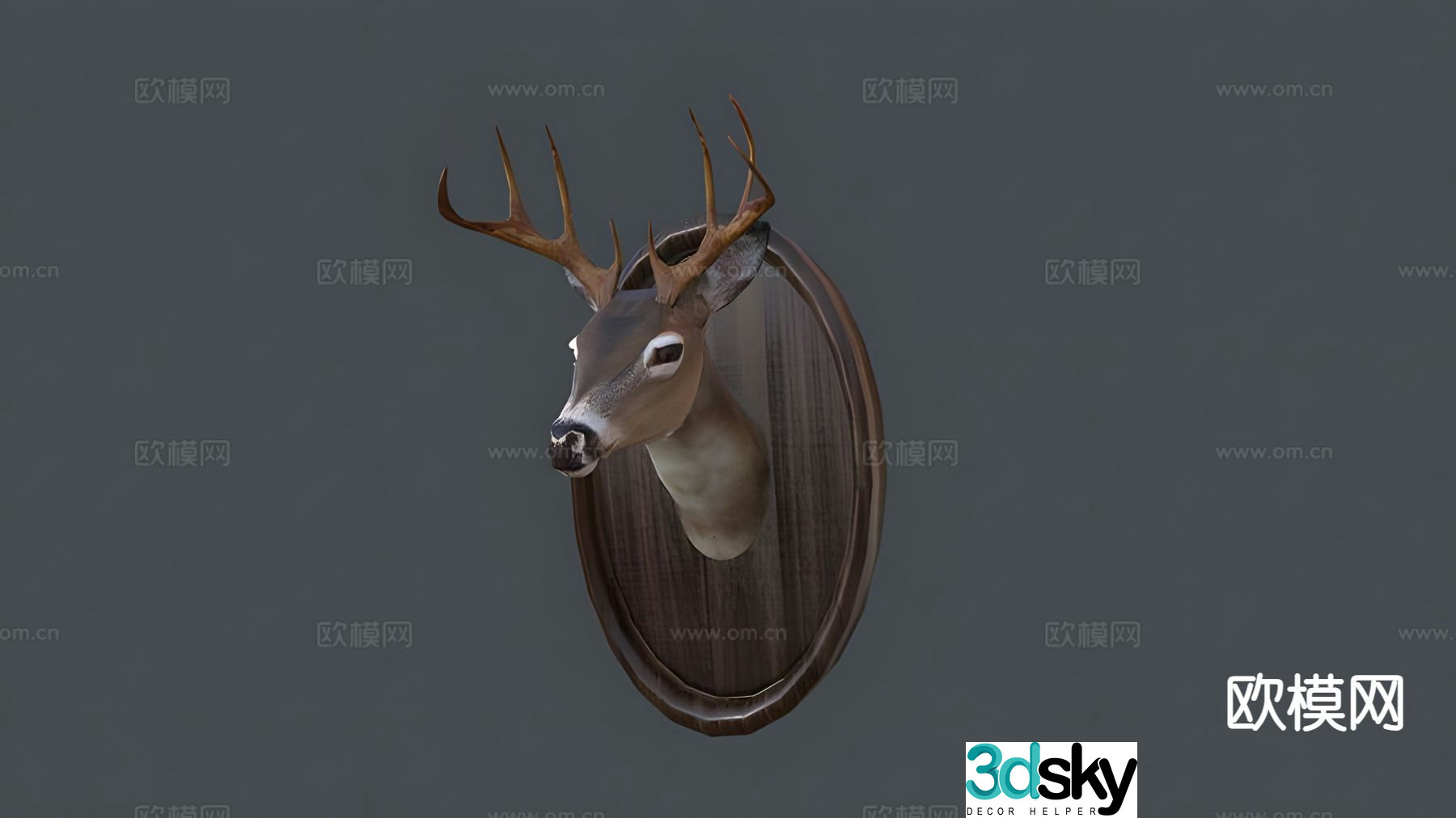 American deer head sculpture 3d model