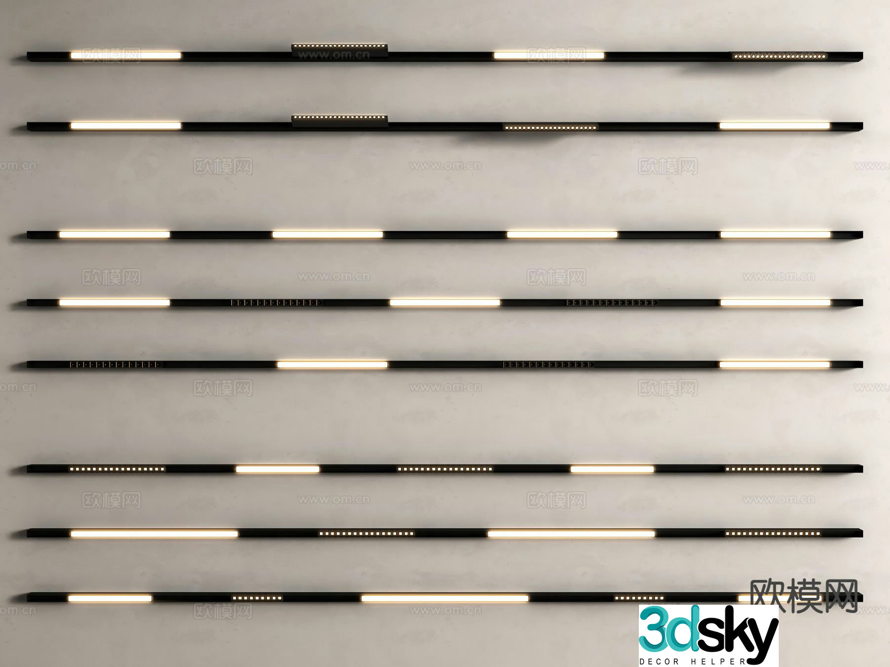 Modern magnetic light track light downlight spotlight linear light 3d model