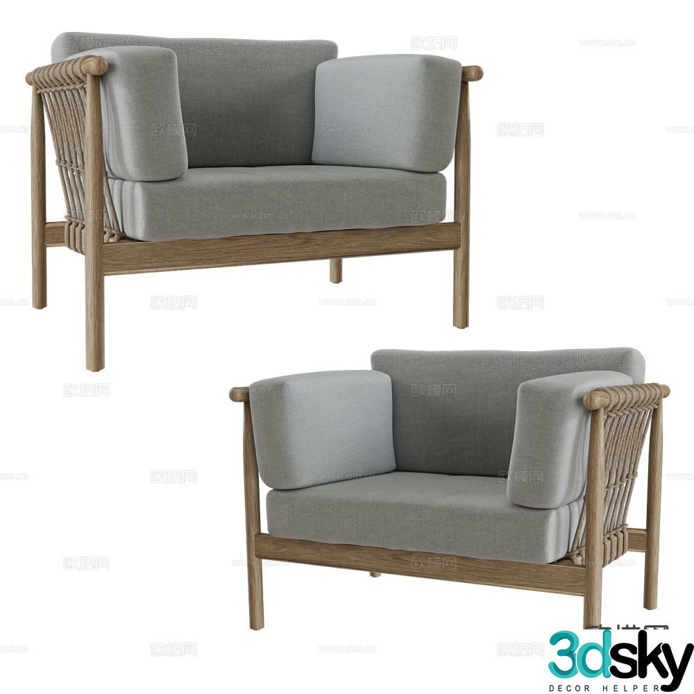 Sifas log style sofa chair leisure chair 3d model