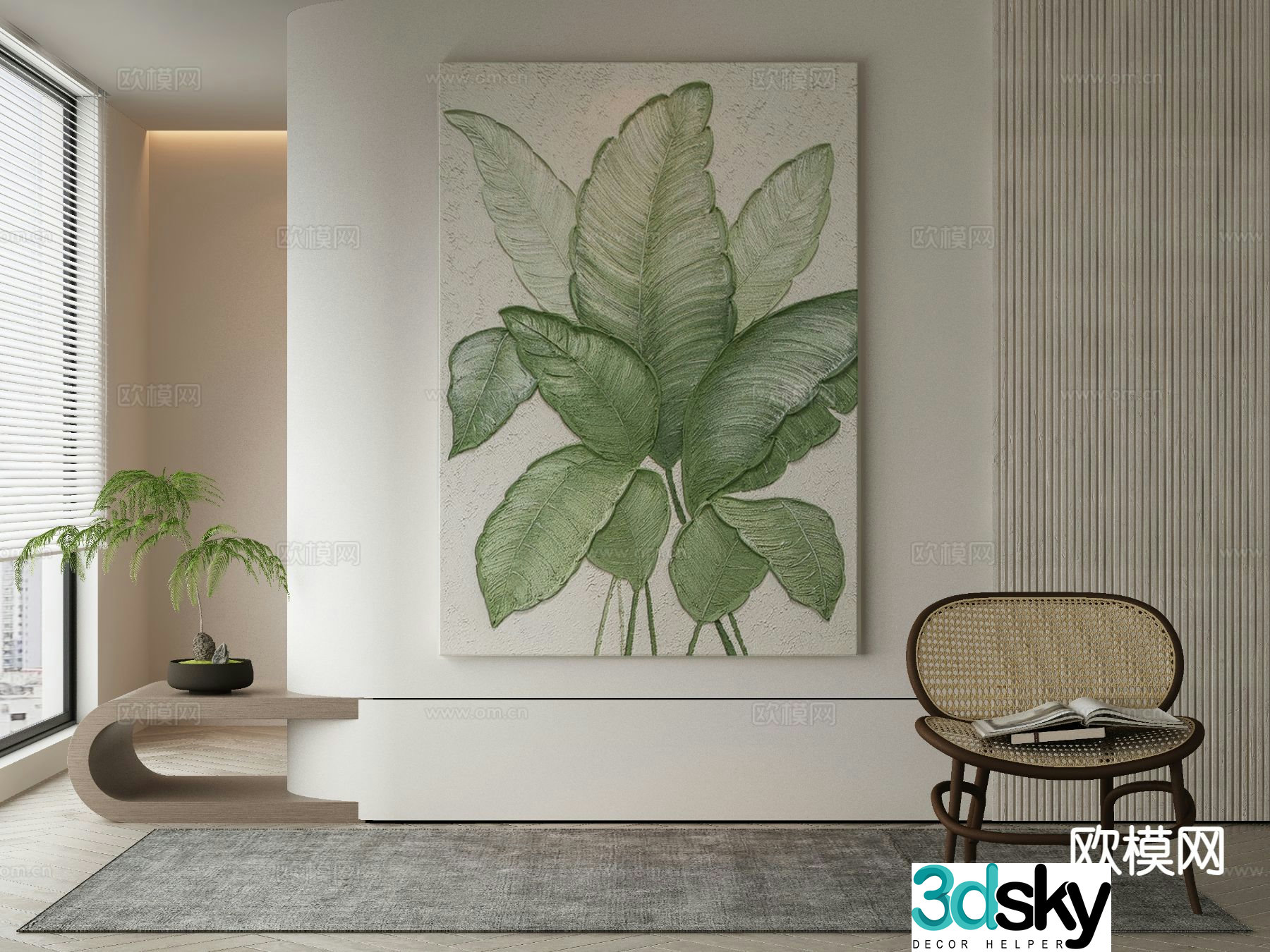 Modern art painting botanical painting decorative painting 3d model