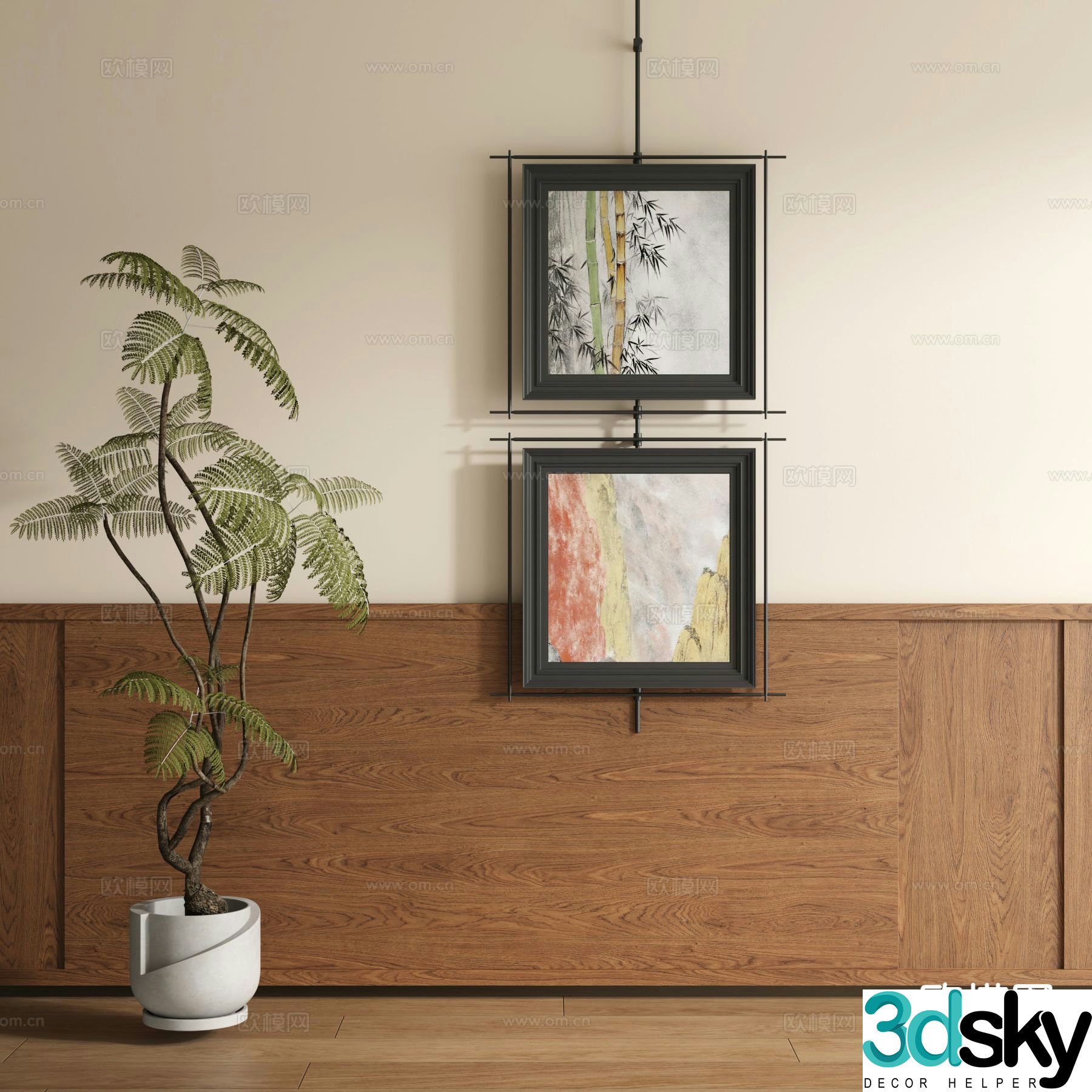 Medieval style combination painting oil painting decorative painting 3D model