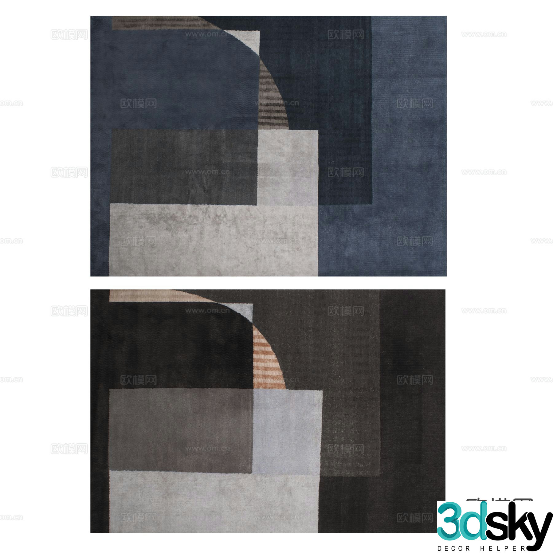 Modern carpet square rug 3d model