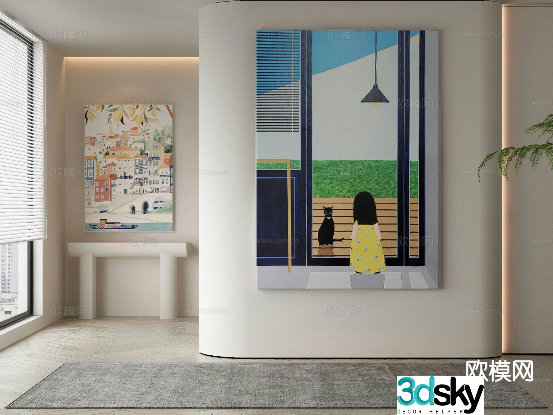 Modern cartoon art painting decorative painting 3d model