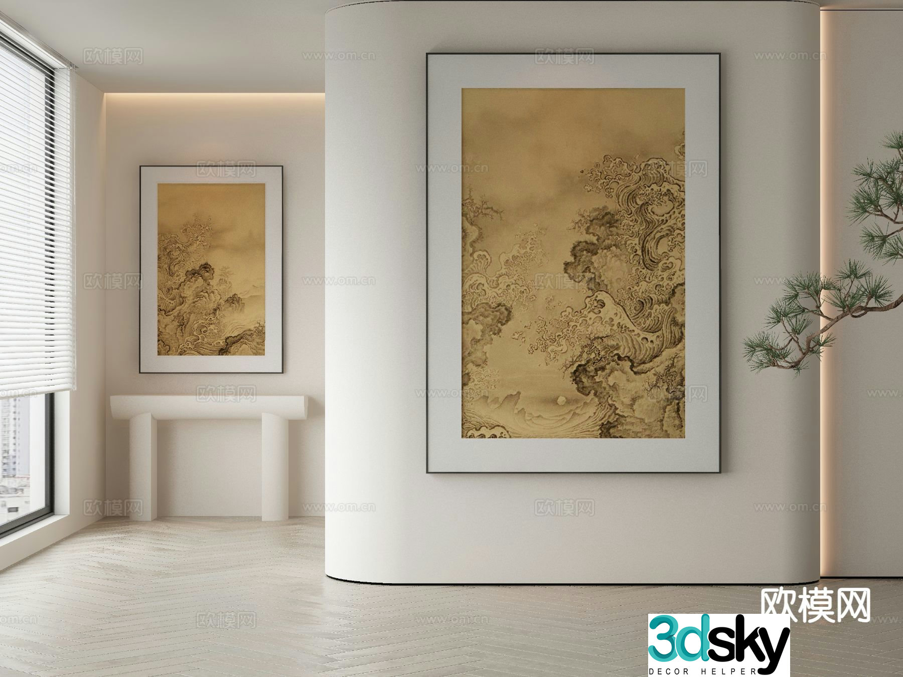 New Chinese style decorative painting Chinese painting Zen hanging painting 3D model