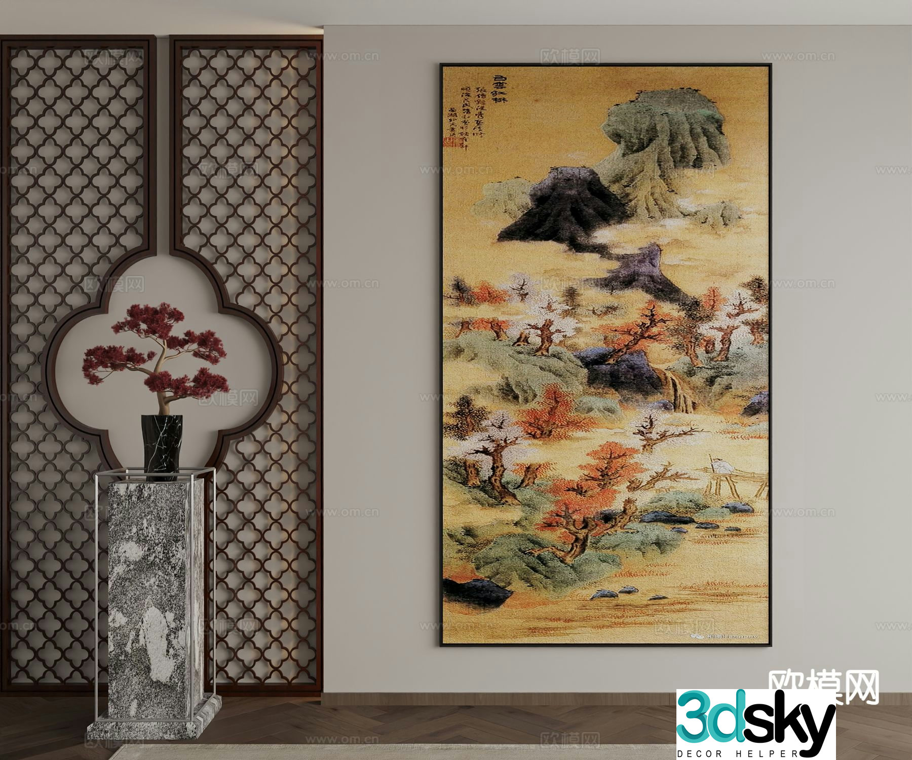 New Chinese style decorative painting Chinese painting ancient painting 3D model
