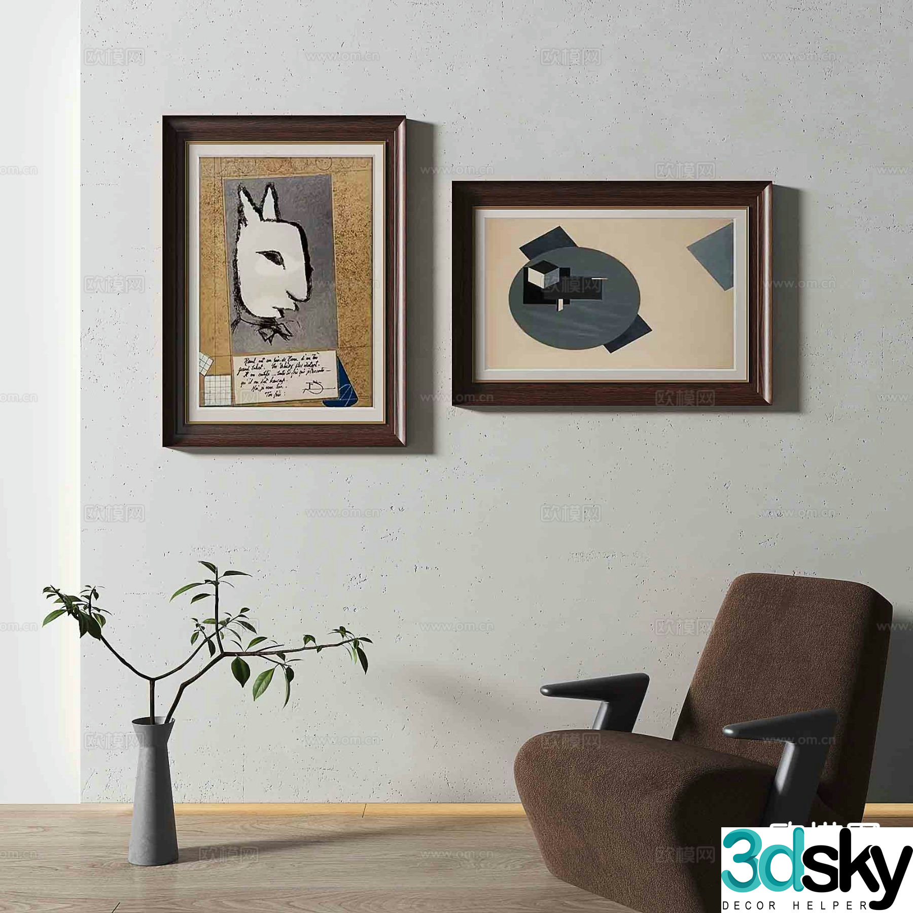 Jane European cartoon oil painting decorative painting 3d model