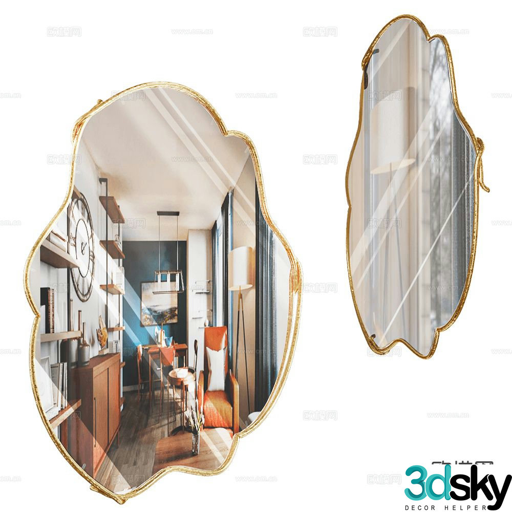Salto mirror special shaped mirror decorative mirror 3d model