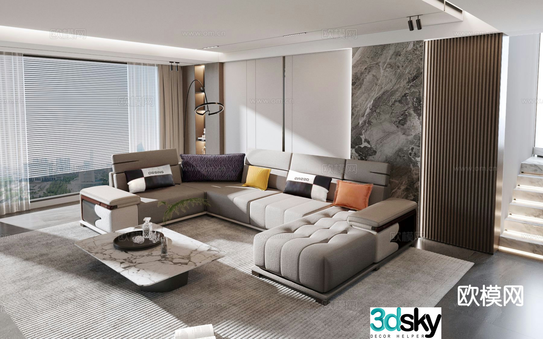 Italian living room sofa corner sofa 3d model