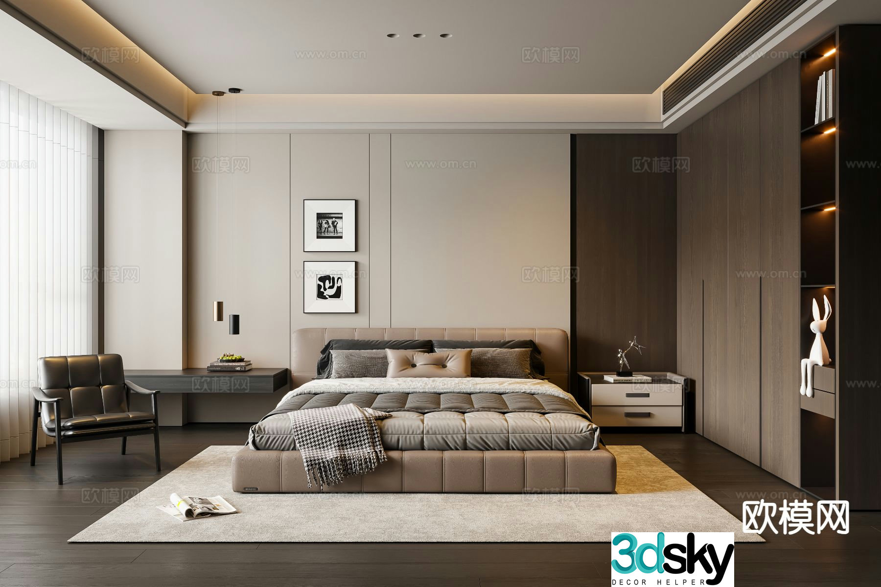 Italian style bedroom master bedroom 3d model