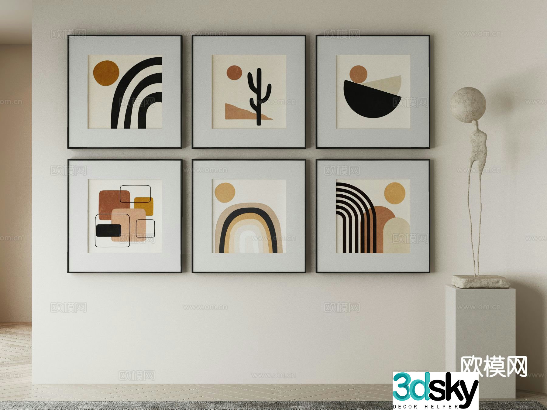 Modern art painting texture painting decorative painting 3d model