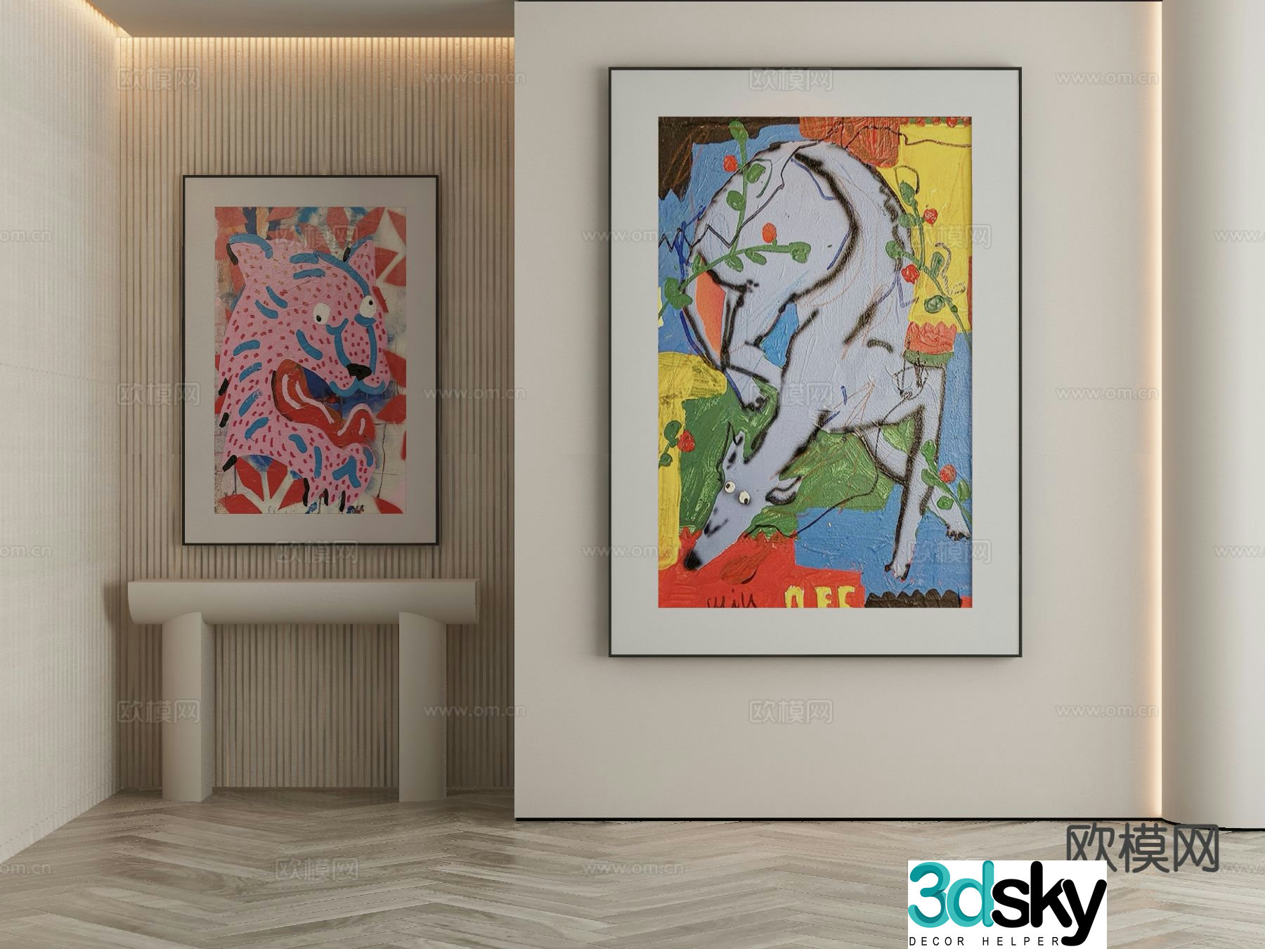 Modern decorative painting abstract cartoon painting 3d model