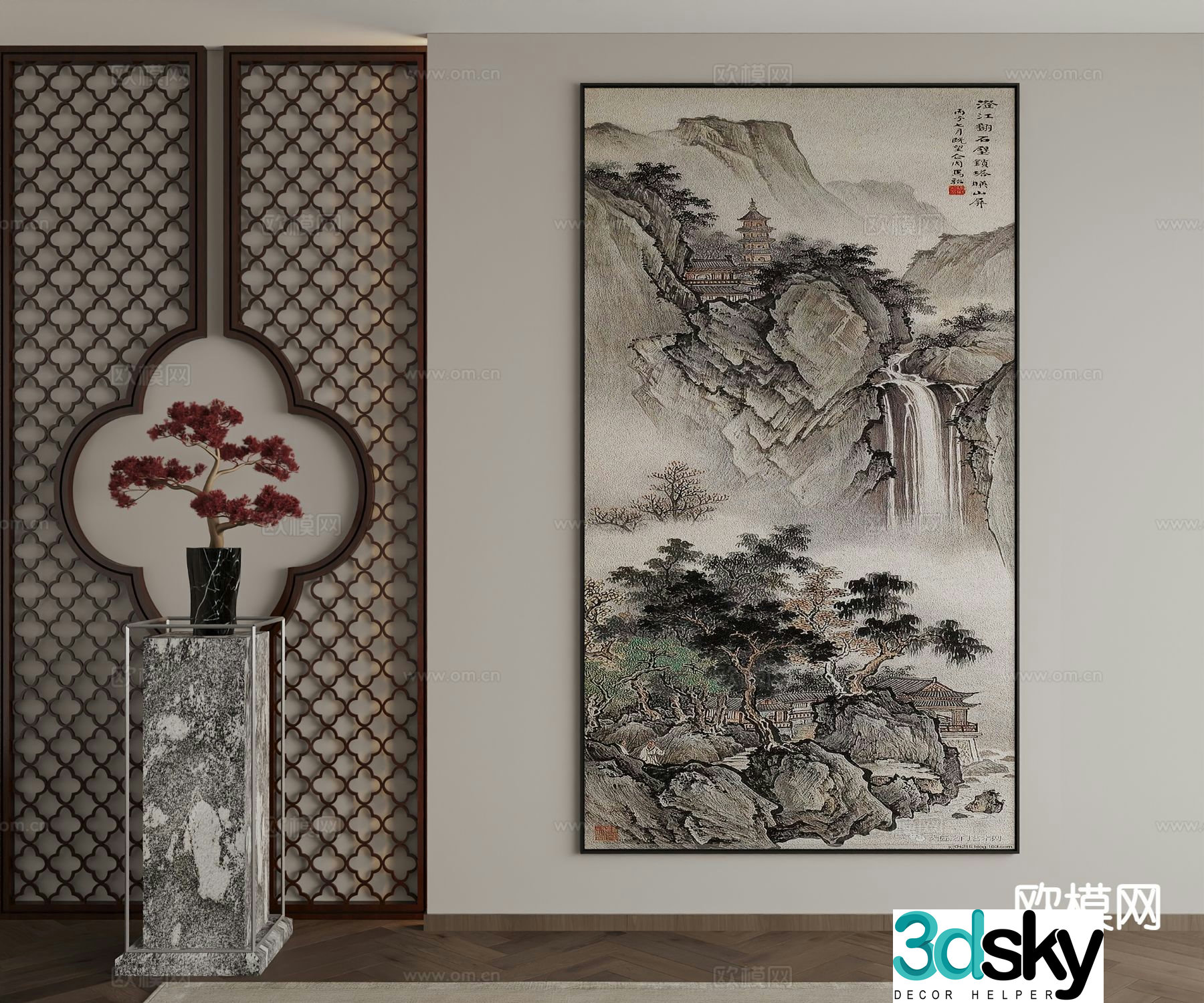 New Chinese style decorative painting Chinese painting ink painting 3D model