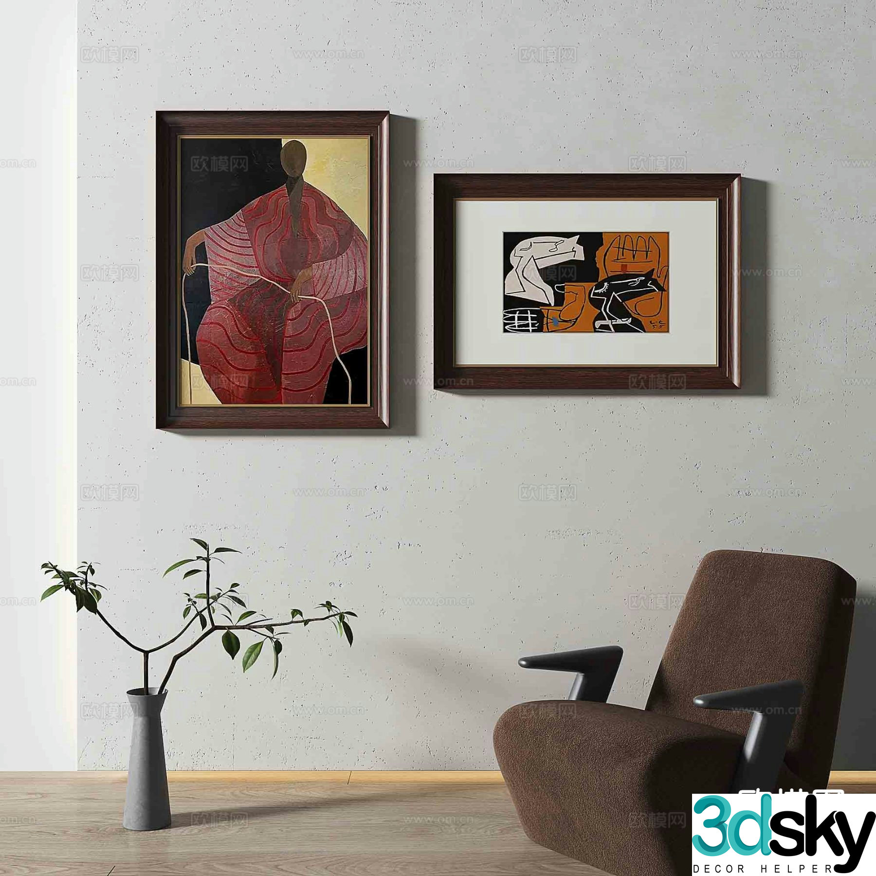 Medieval style figure painting oil painting decorative painting 3D model