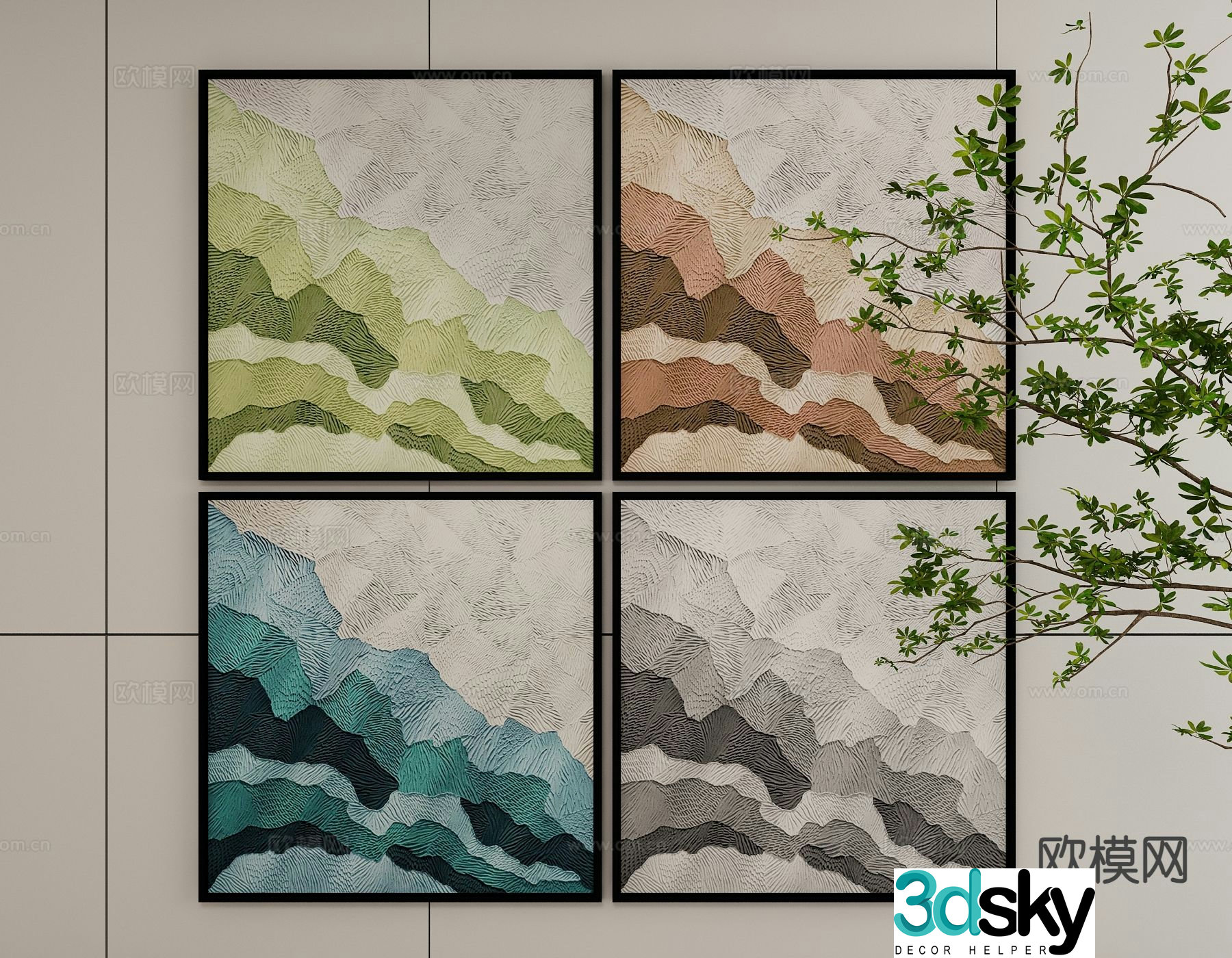 Modern art painting texture painting decorative painting 3d model