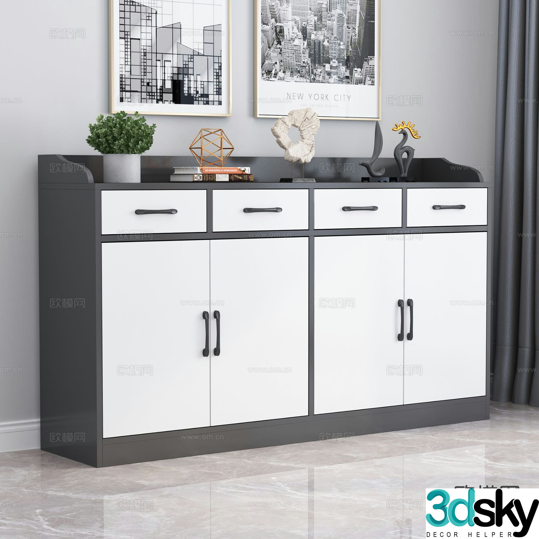 Modern side cabinet entrance cabinet 3d model
