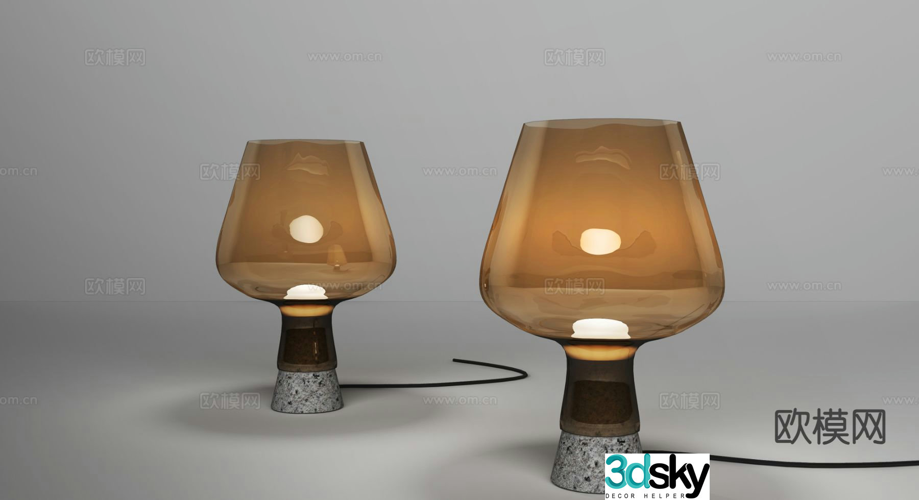 Modern glass table lamp 3d model