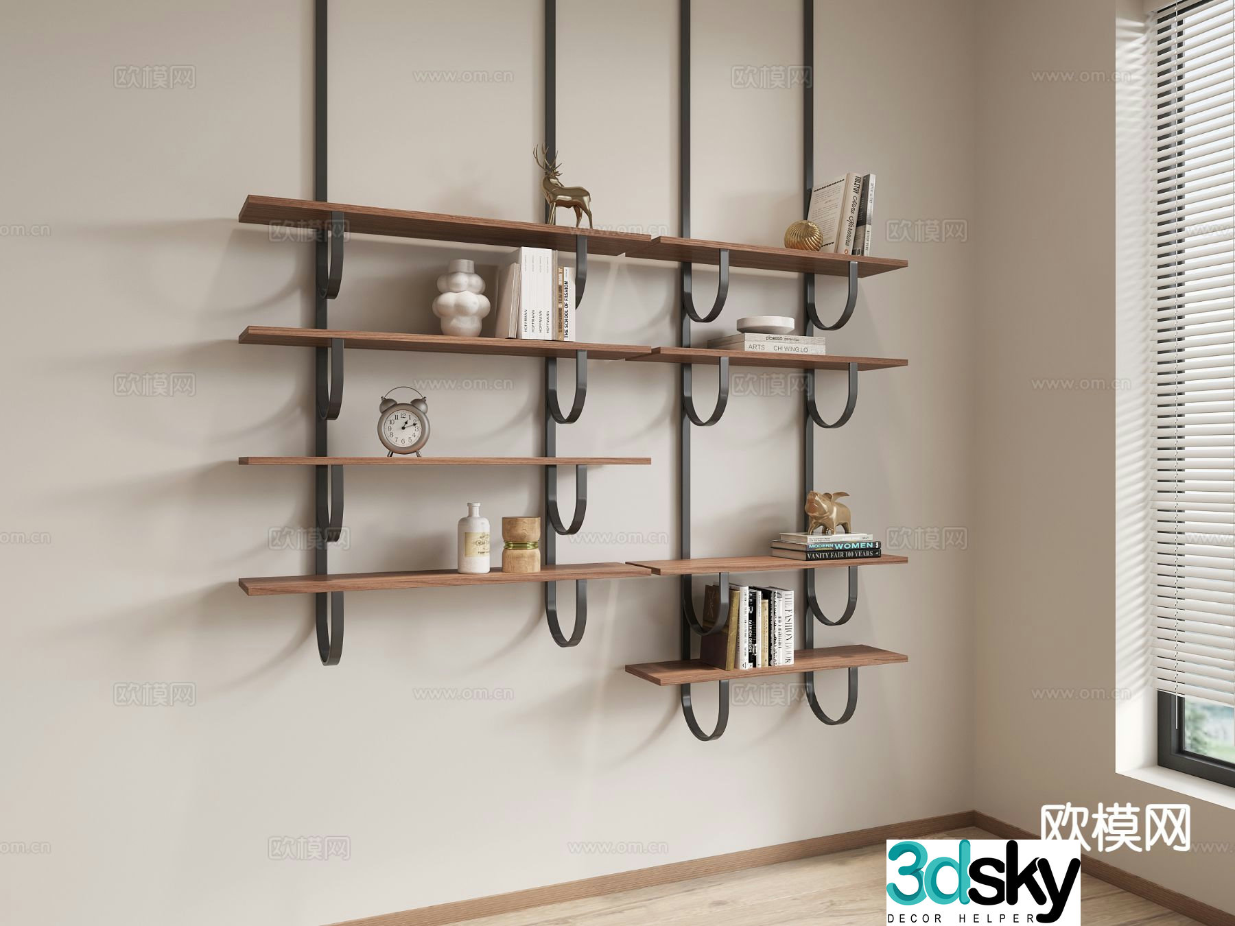 Modern storage rack hanger wall hanging bookshelf 3d model