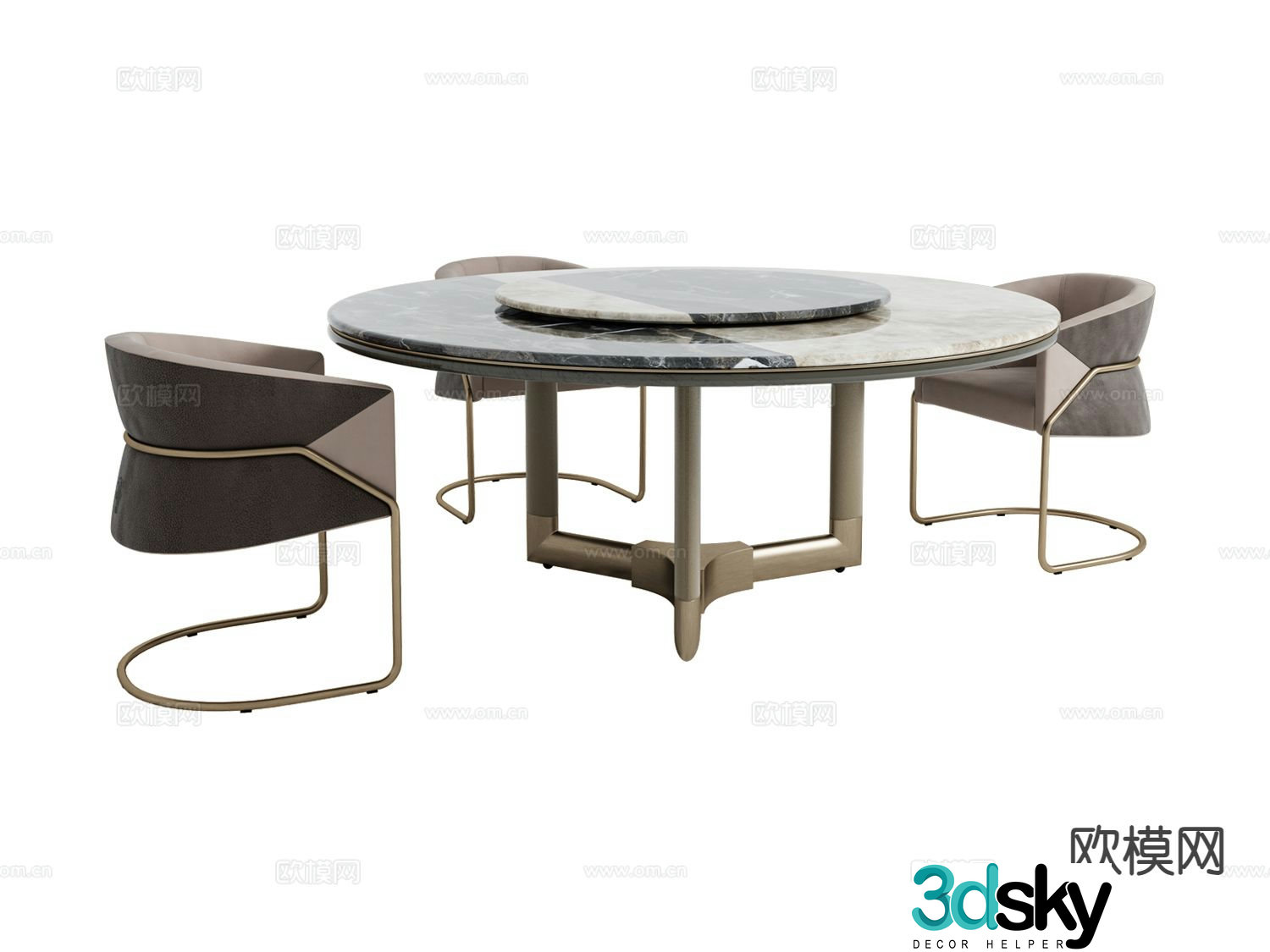visionnaire round dining table and chairs 3d model