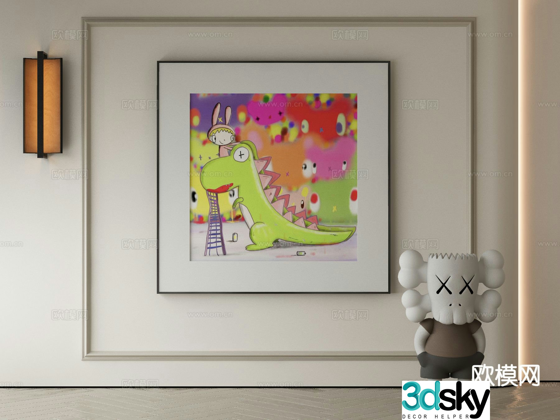 Modern decorative painting dinosaur cartoon 3d model