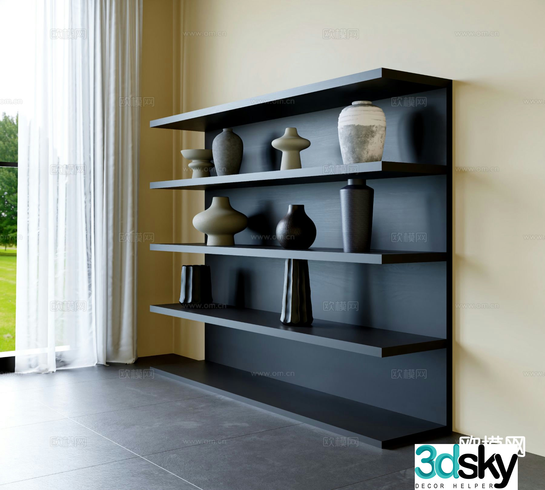 Wabi-sabi decorative rack storage rack 3d model