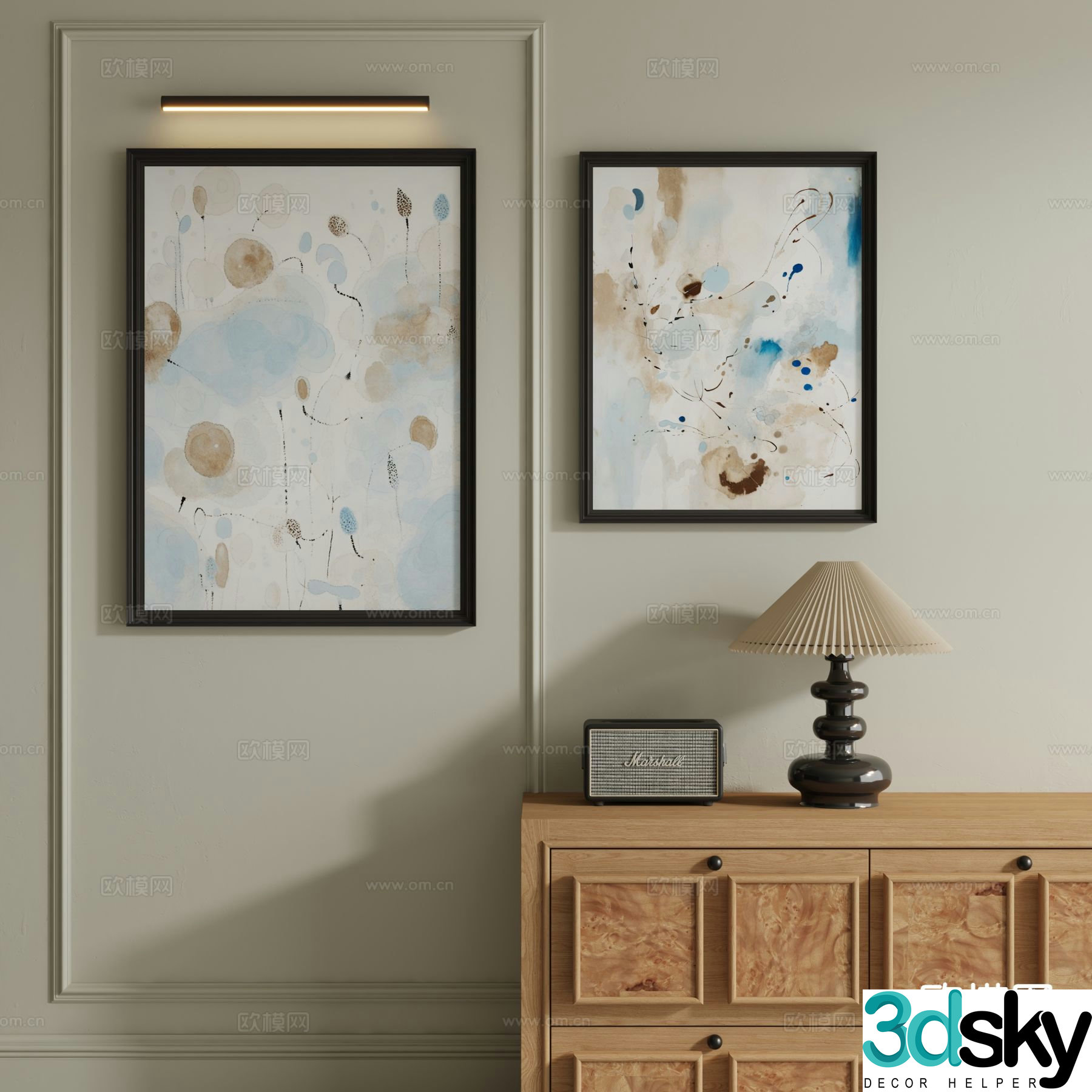 Modern decorative painting gouache hanging painting small fresh 3D model