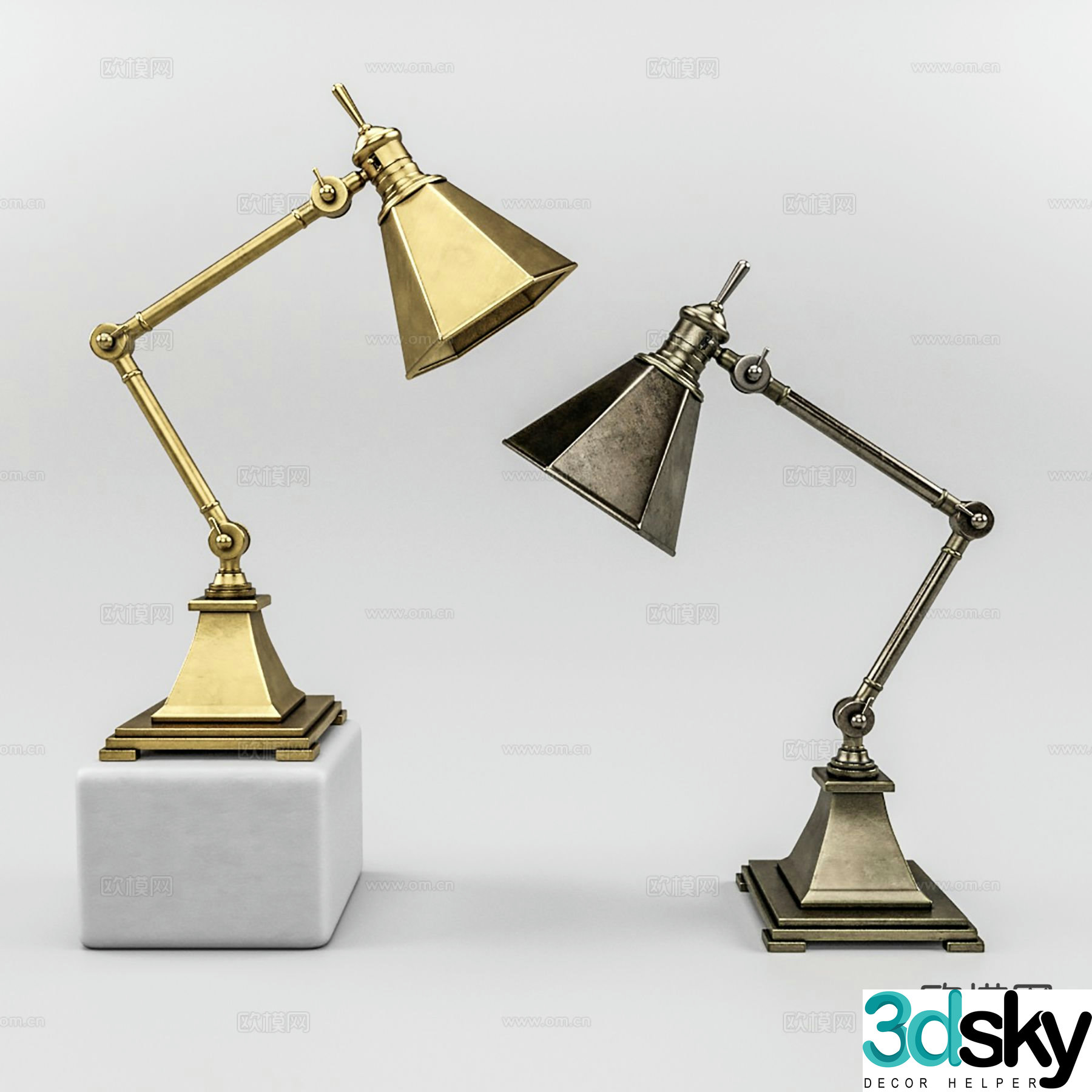 Simple European desk lamp 3d model