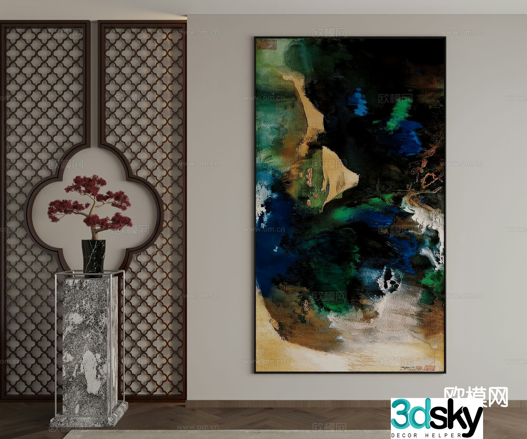 New Chinese style decorative painting traditional Chinese painting ancient painting 3D model