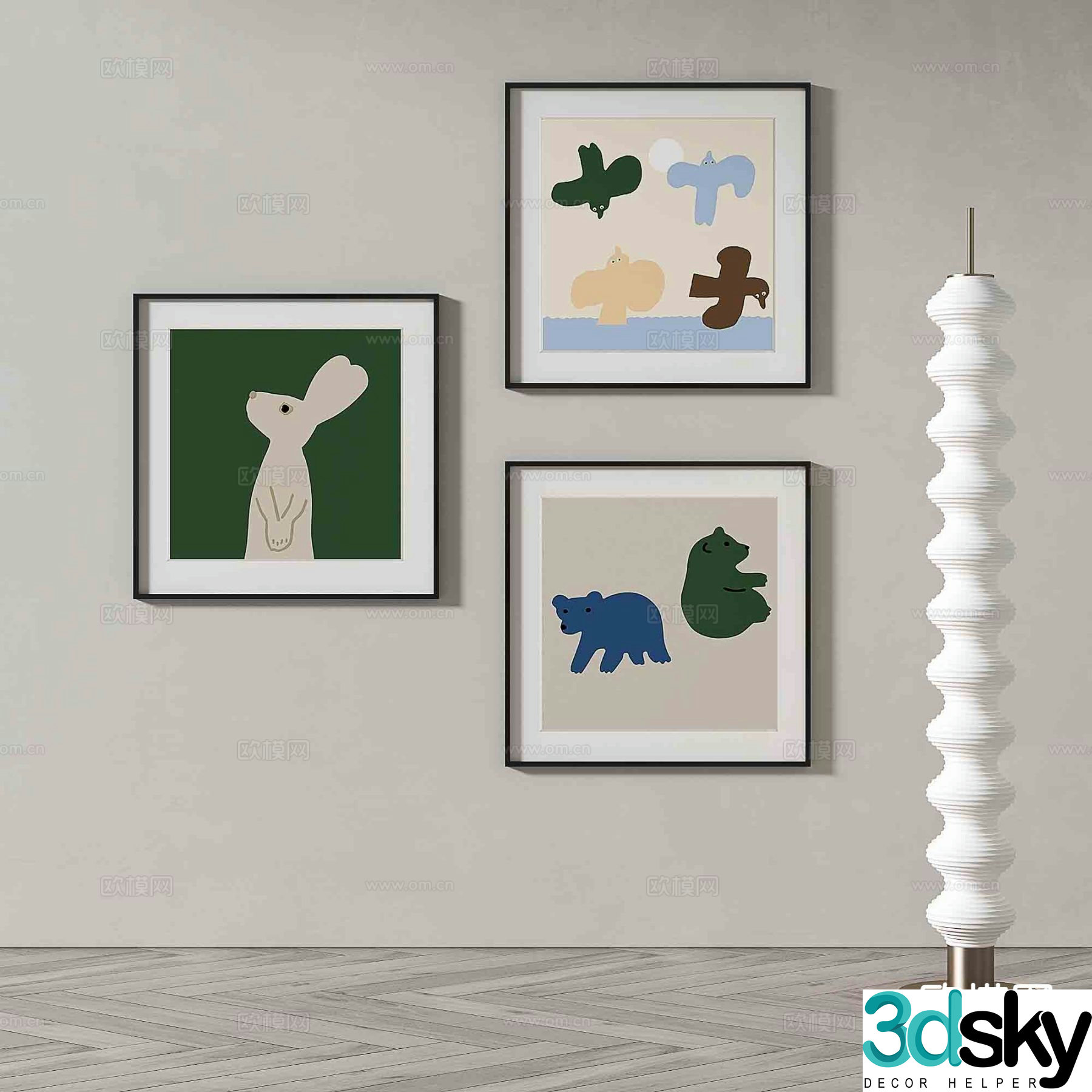 Modern art painting cartoon painting decorative painting 3d model